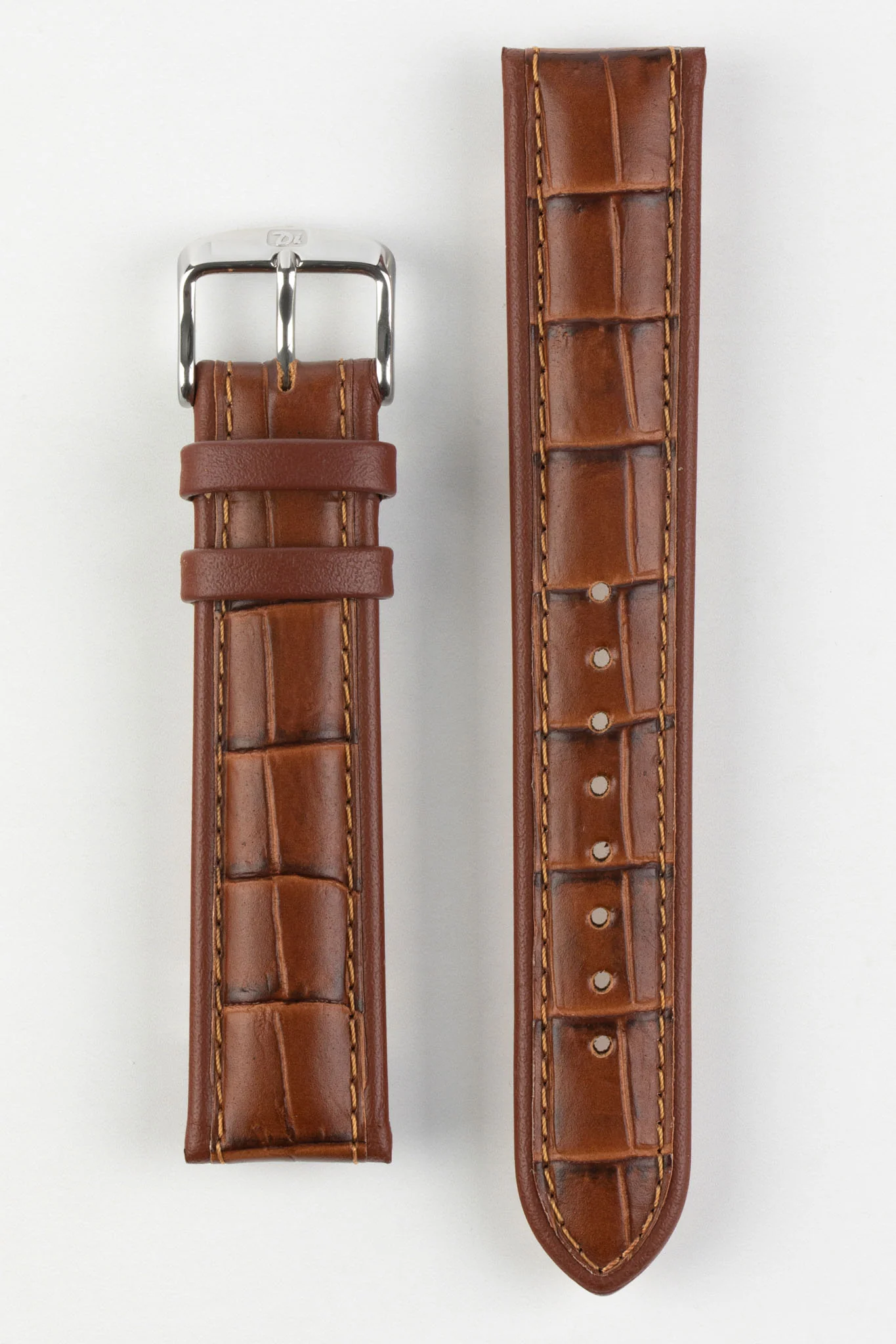 Di-Modell IMPERATOR Waterproof Alligator-Embossed Calfskin Watch Strap in GOLD BROWN - Image 6