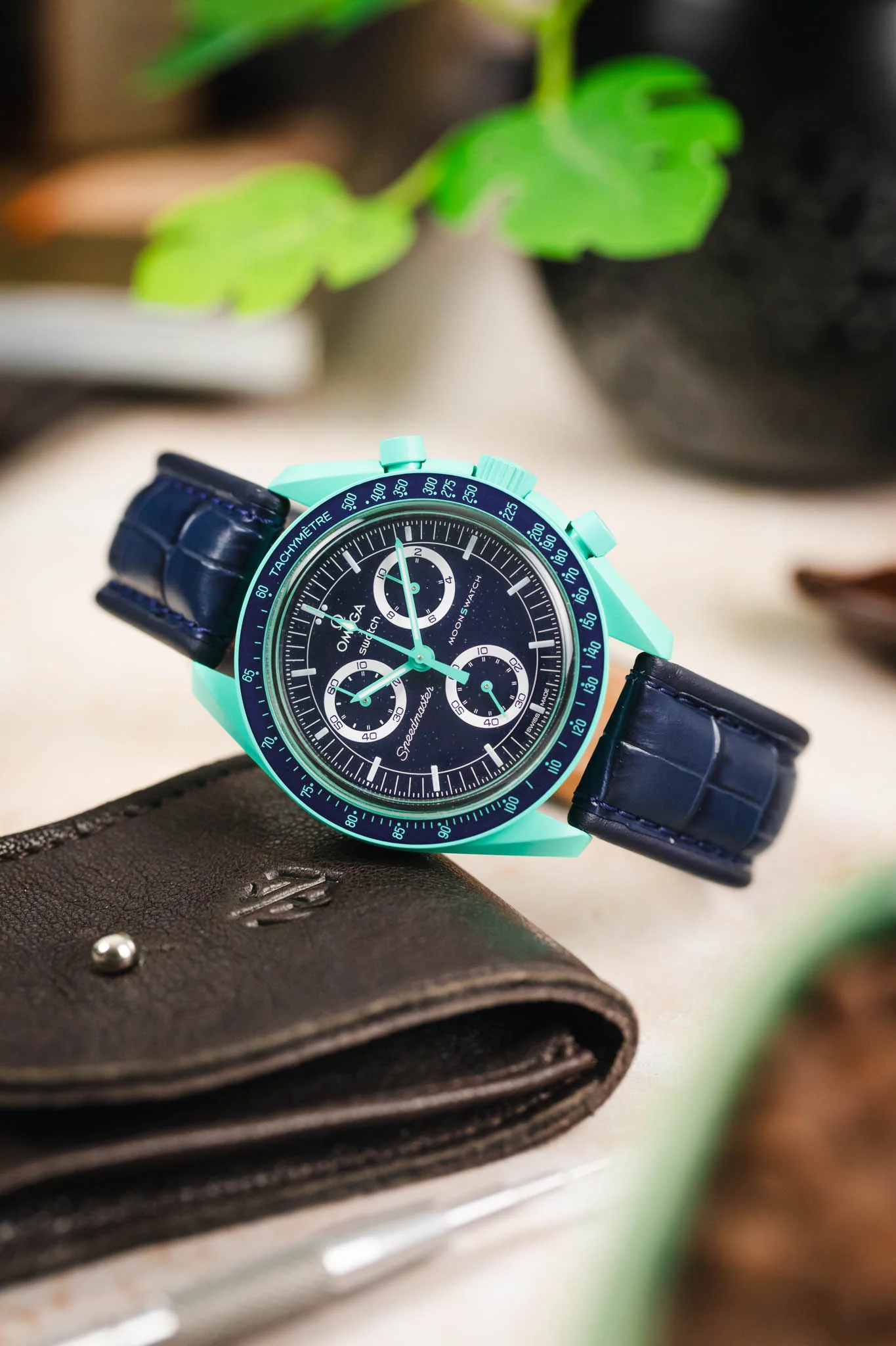 Di-Modell IMPERATOR Waterproof Alligator-Embossed Calfskin Watch Strap in NAVY BLUE - Image 4