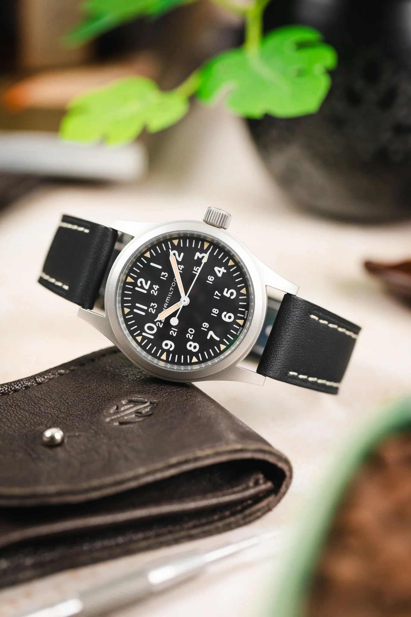 Di-Modell JUMBO Calf Leather Watch Strap in BLACK - Image 4