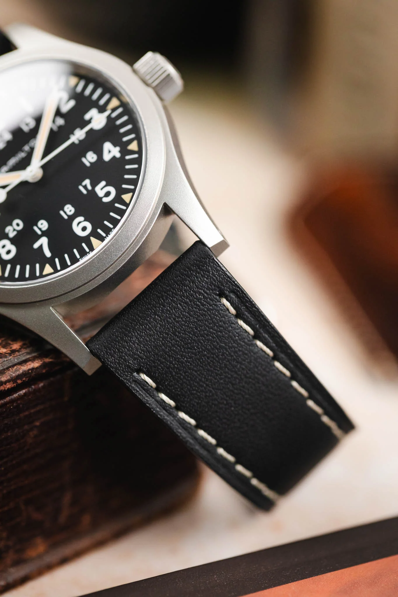 Di-Modell JUMBO Calf Leather Watch Strap in BLACK - Image 6