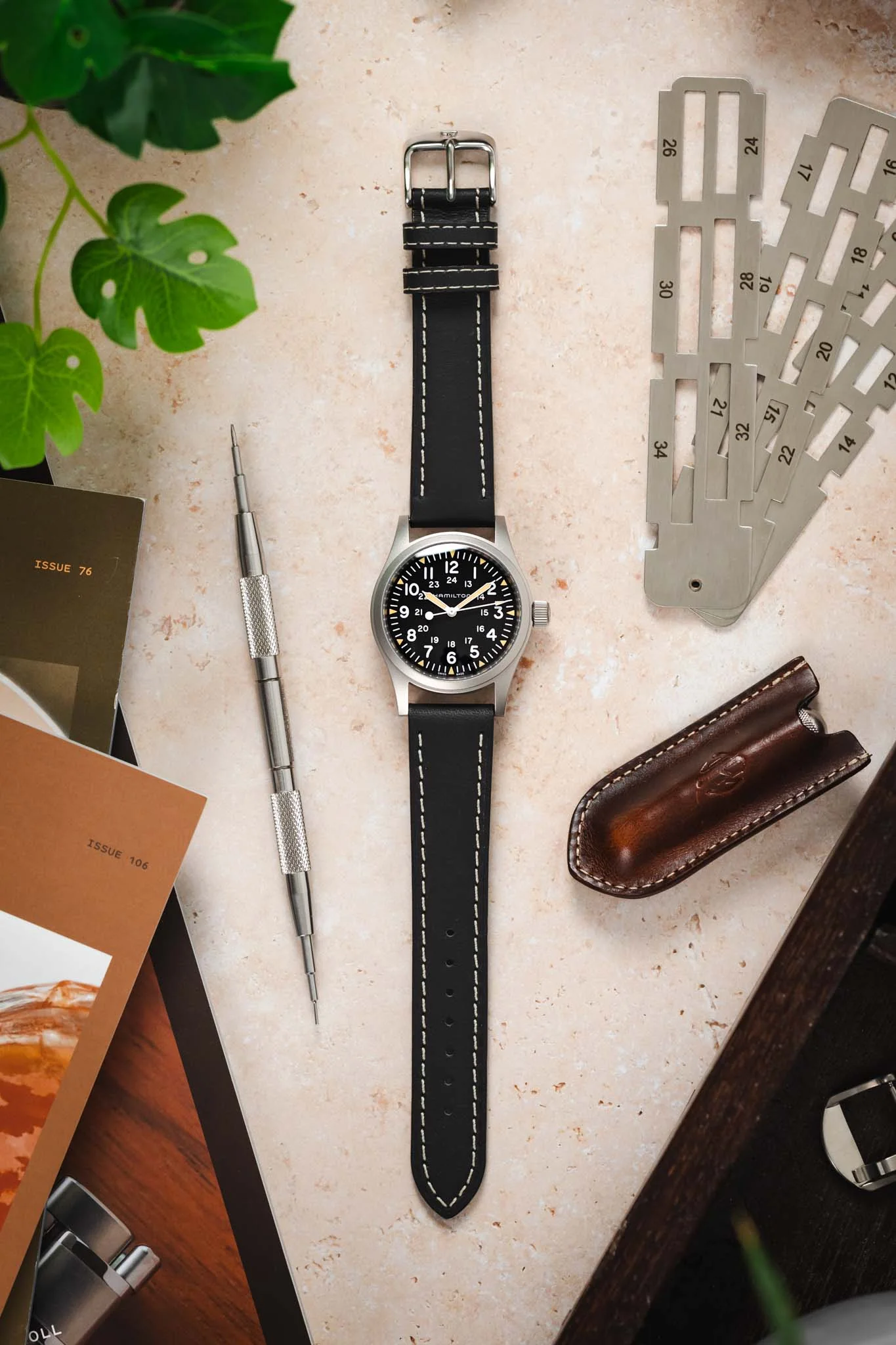 Di-Modell JUMBO Calf Leather Watch Strap in BLACK - Image 8