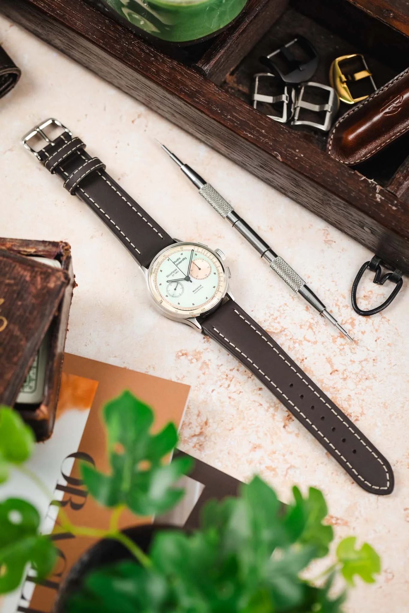 Di-Modell JUMBO Calf Leather Watch Strap in BROWN - Image 6