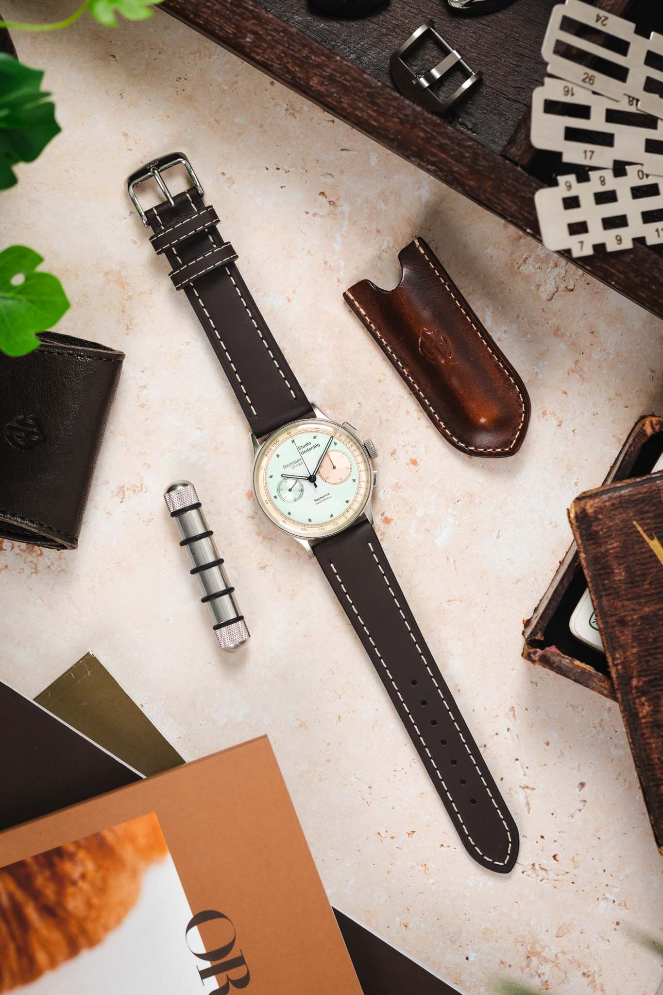 Di-Modell JUMBO Calf Leather Watch Strap in BROWN - Image 8