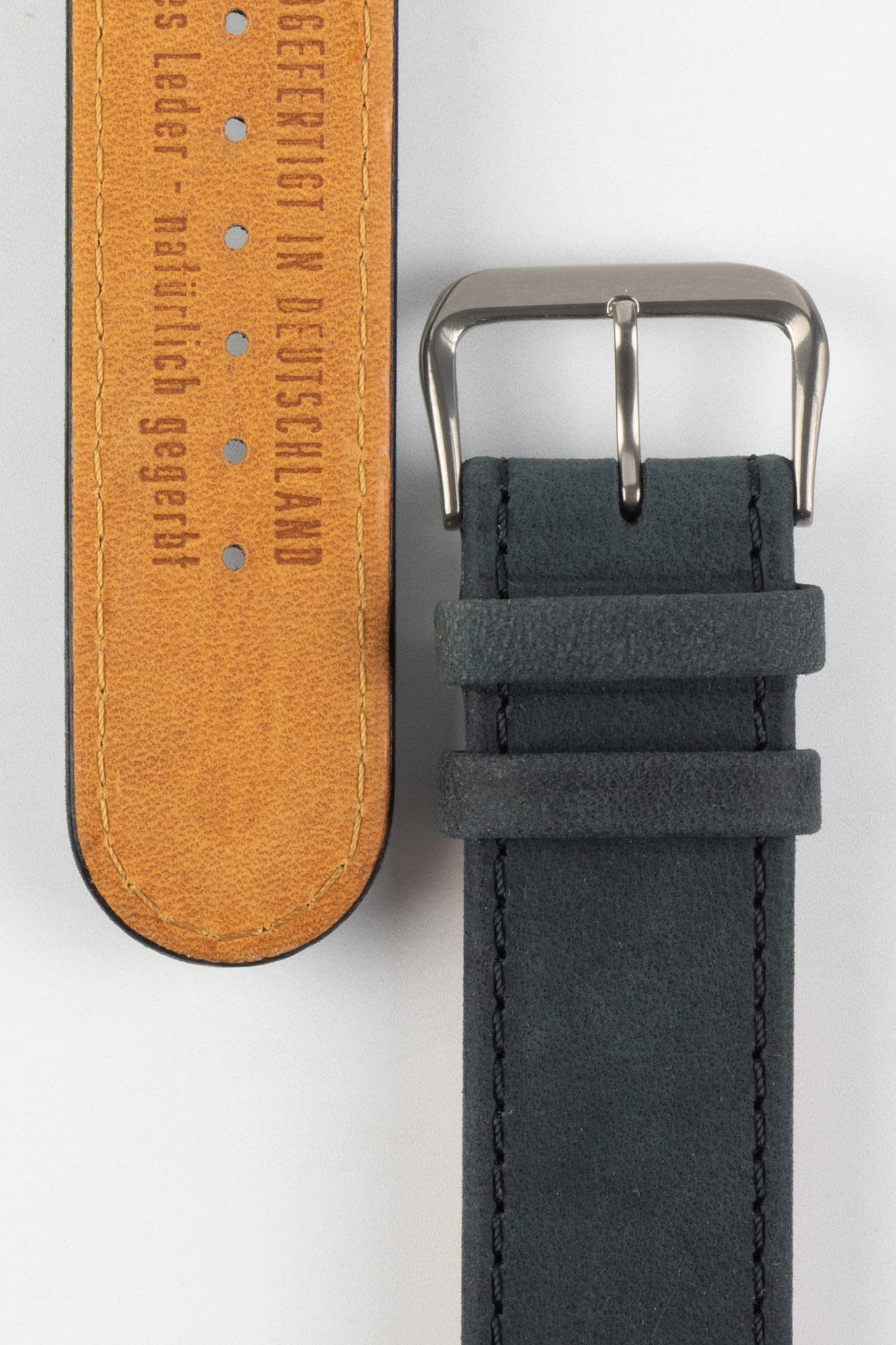 Di-Modell NATURAL Anti-Allergic Leather Watch Strap in BLACK - Image 3