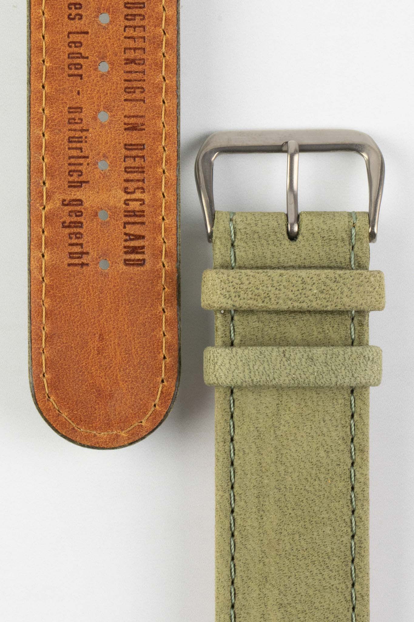 Di-Modell NATURAL Anti-Allergic Leather Watch Strap in GREEN - Image 3
