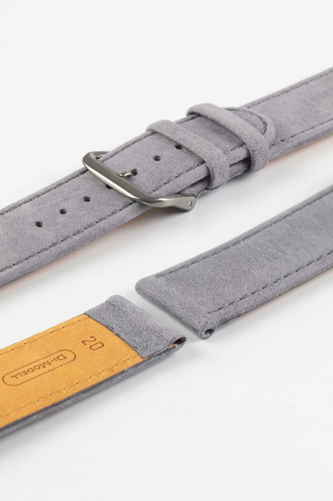 Di-Modell NATURAL Anti-Allergic Leather Watch Strap in GREY - Image 4
