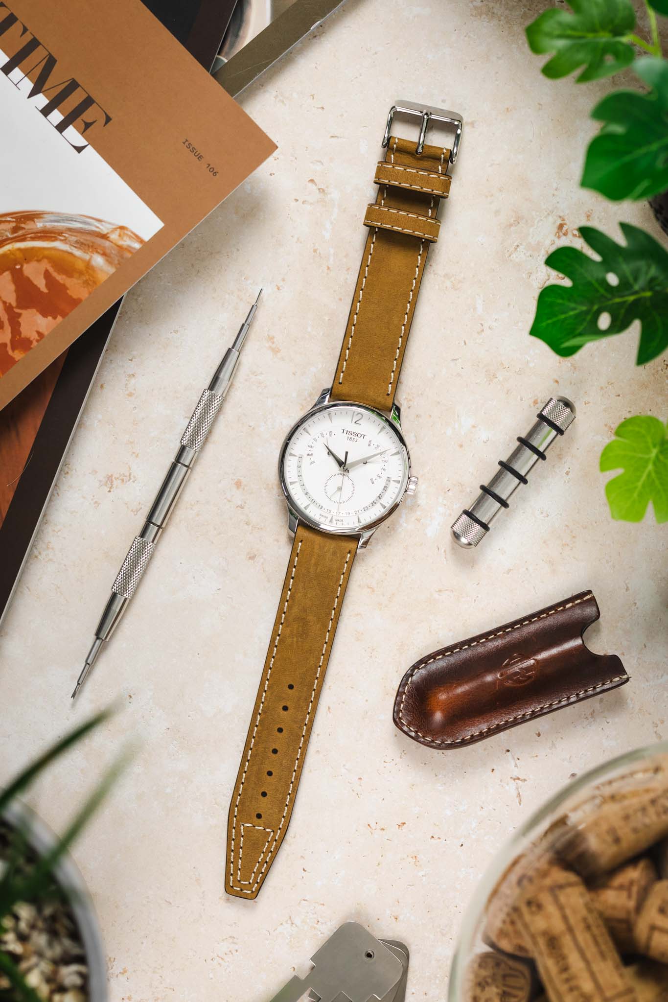 Di-Modell NEVADA Leather Watch Strap in GOLD BROWN - Image 8