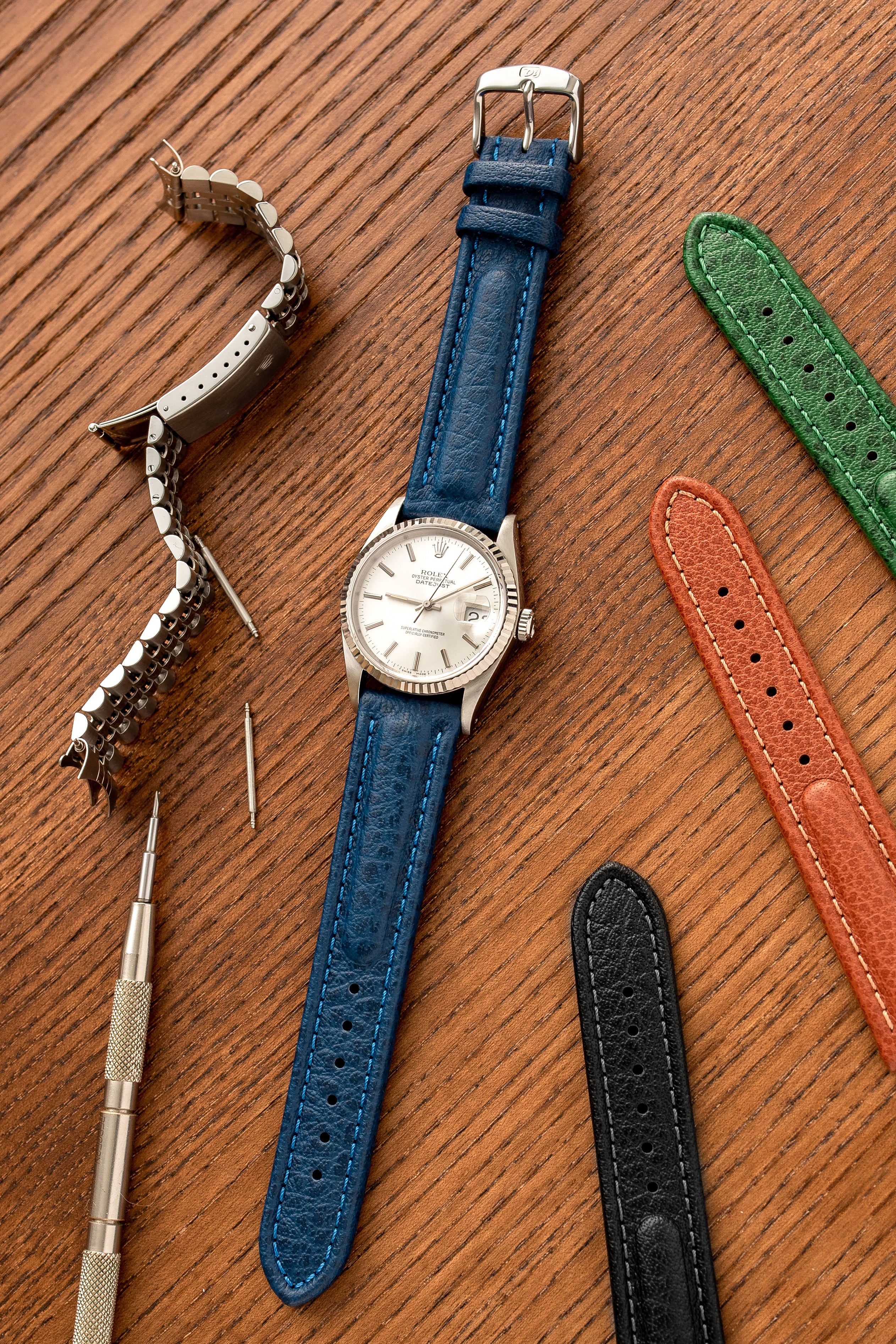 Di-Modell POLO SHERPA Waterproof Padded Leather Watch Strap in BLUE - Image 2