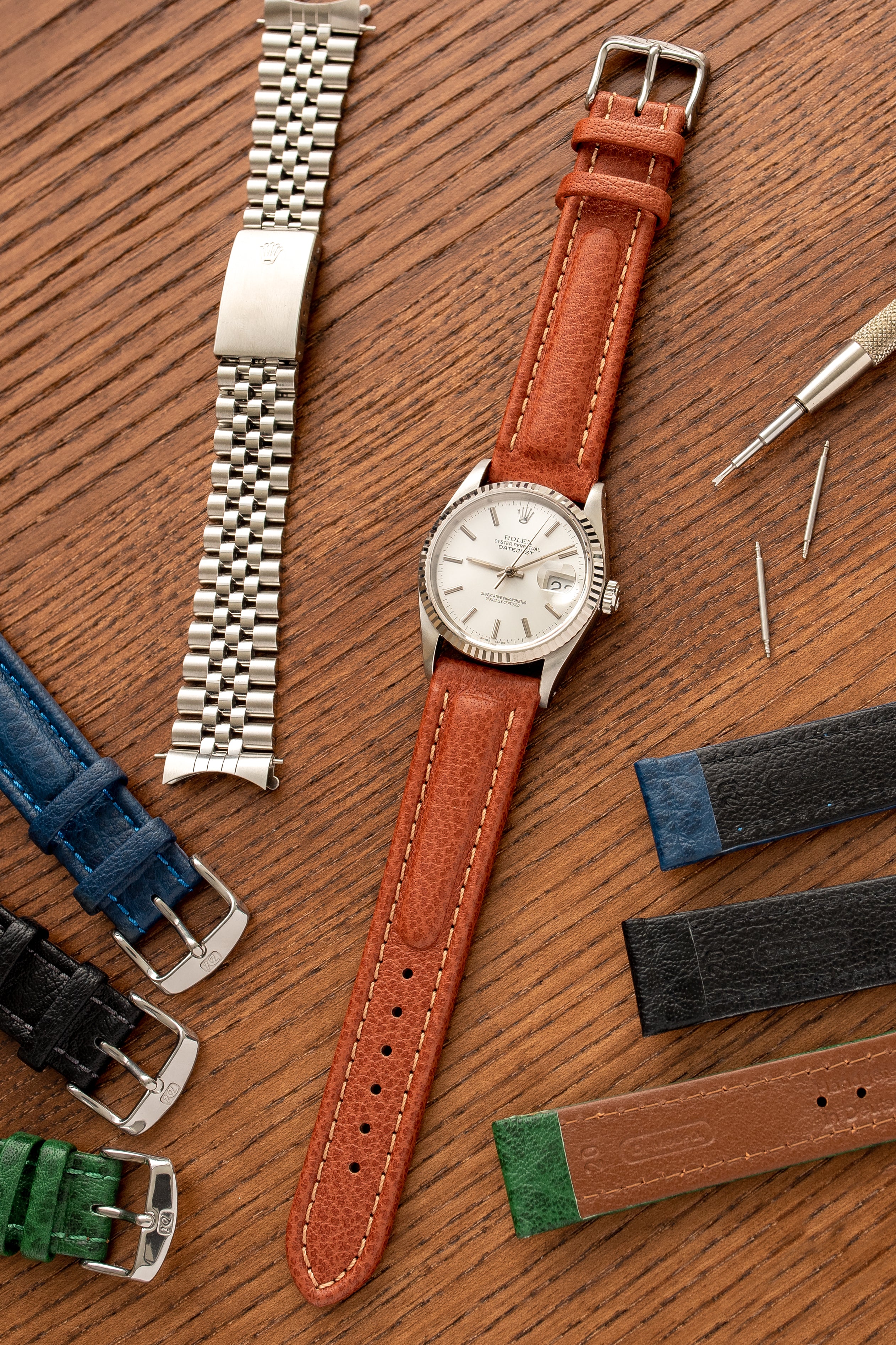 Di-Modell POLO SHERPA Waterproof Padded Leather Watch Strap in GOLD BROWN - Image 2