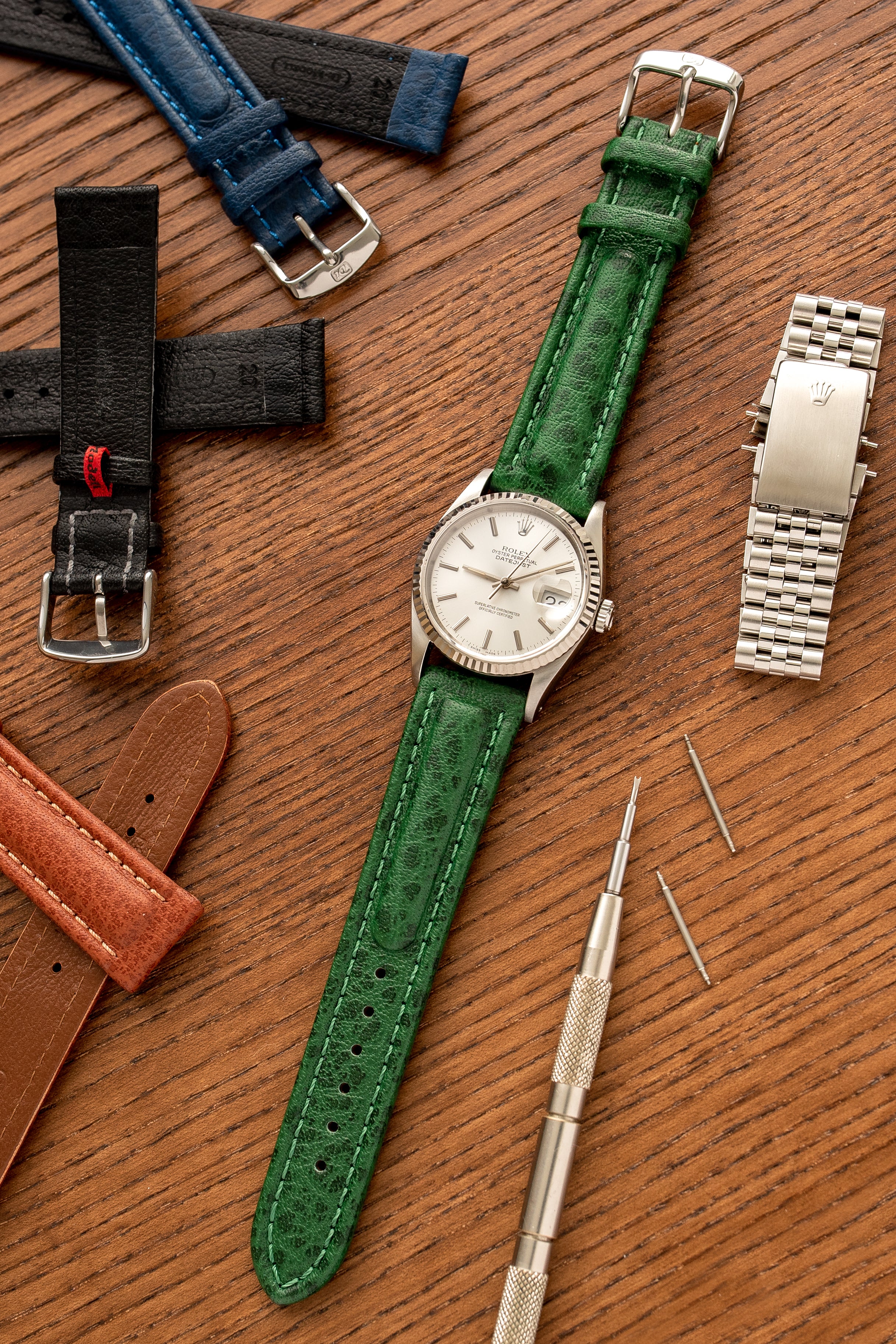 Di-Modell POLO SHERPA Waterproof Padded Leather Watch Strap in GREEN - Image 2