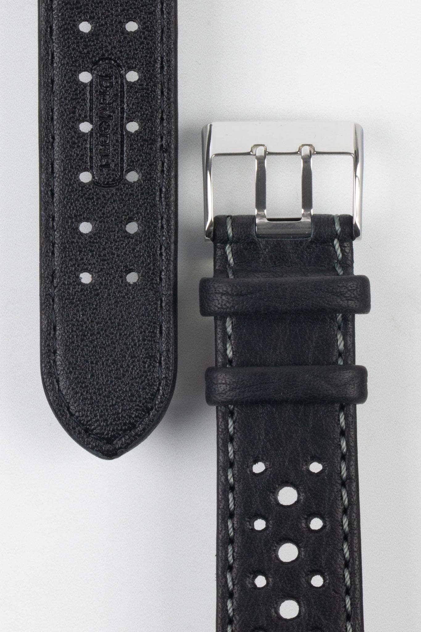 Di-Modell RALLYE Waterproof Sport Leather Watch Strap in BLACK - Image 3