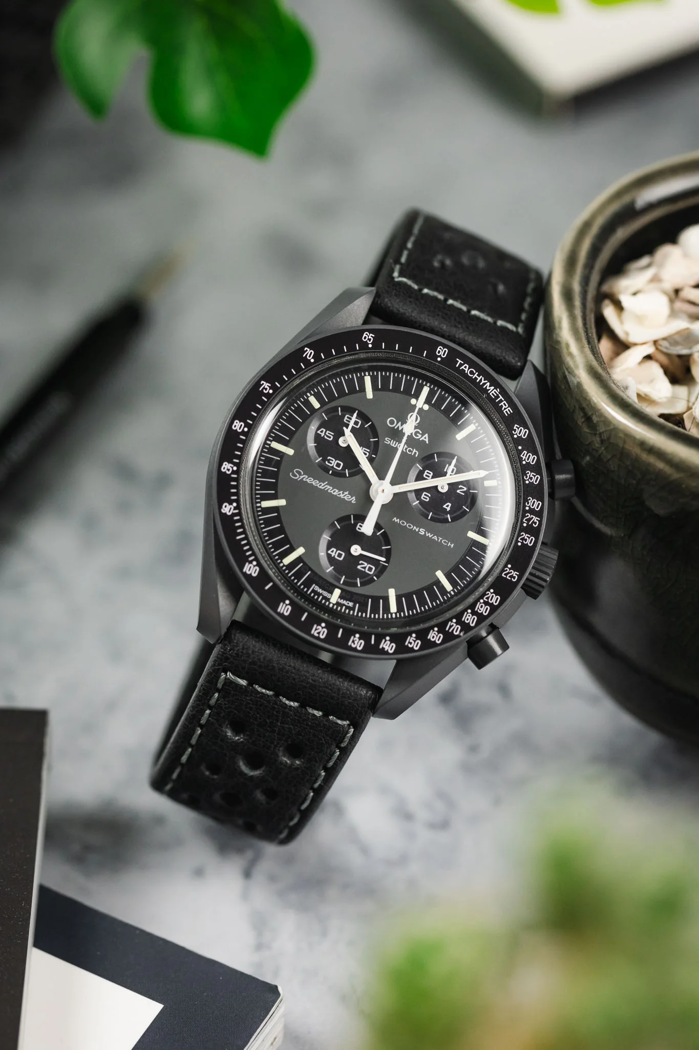 Di-Modell RALLYE Waterproof Sport Leather Watch Strap in BLACK - Image 4