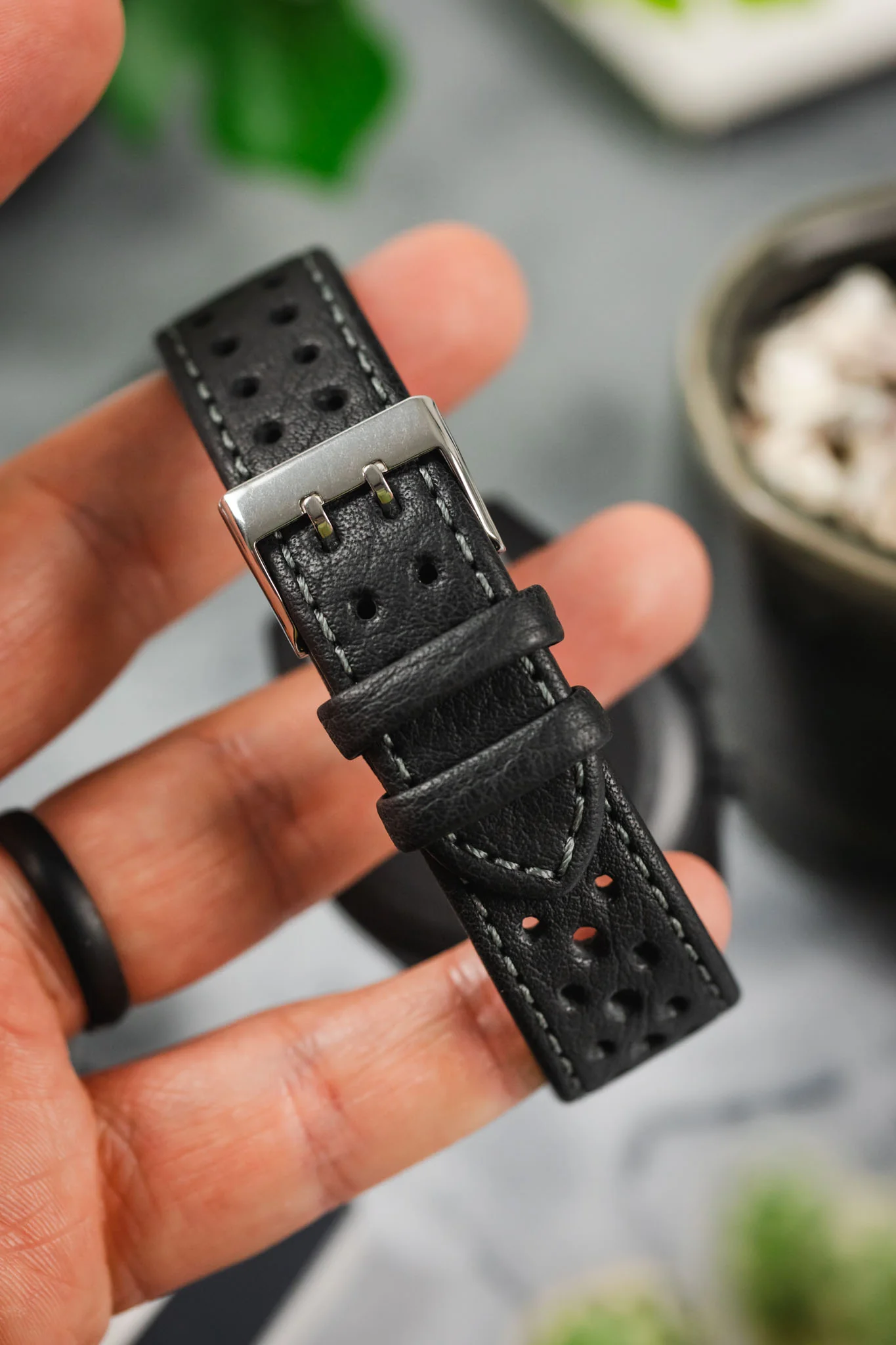 Di-Modell RALLYE Waterproof Sport Leather Watch Strap in BLACK - Image 6