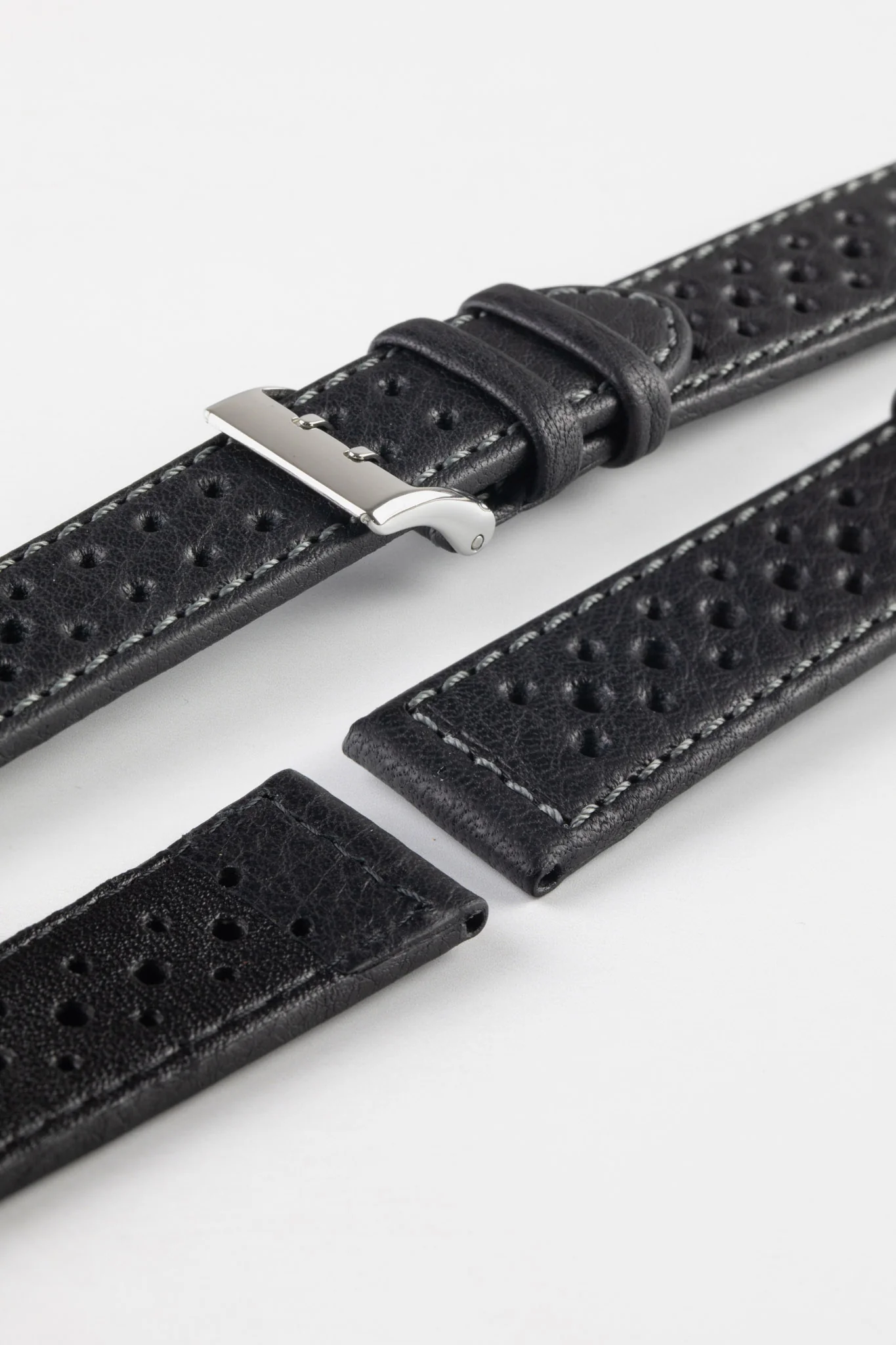 Di-Modell RALLYE Waterproof Sport Leather Watch Strap in BLACK - Image 7