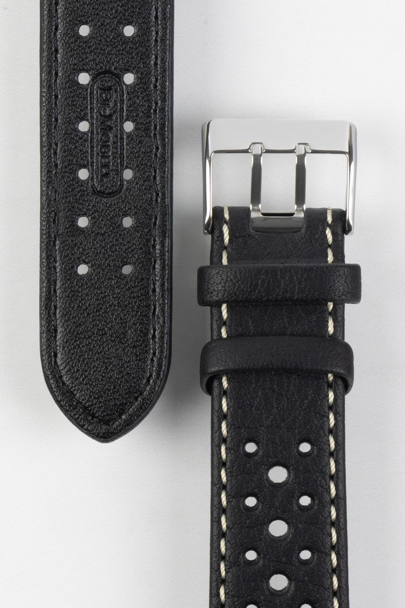 Di-Modell RALLYE Waterproof Sport Leather Watch Strap in BLACK / BEIGE - Image 3