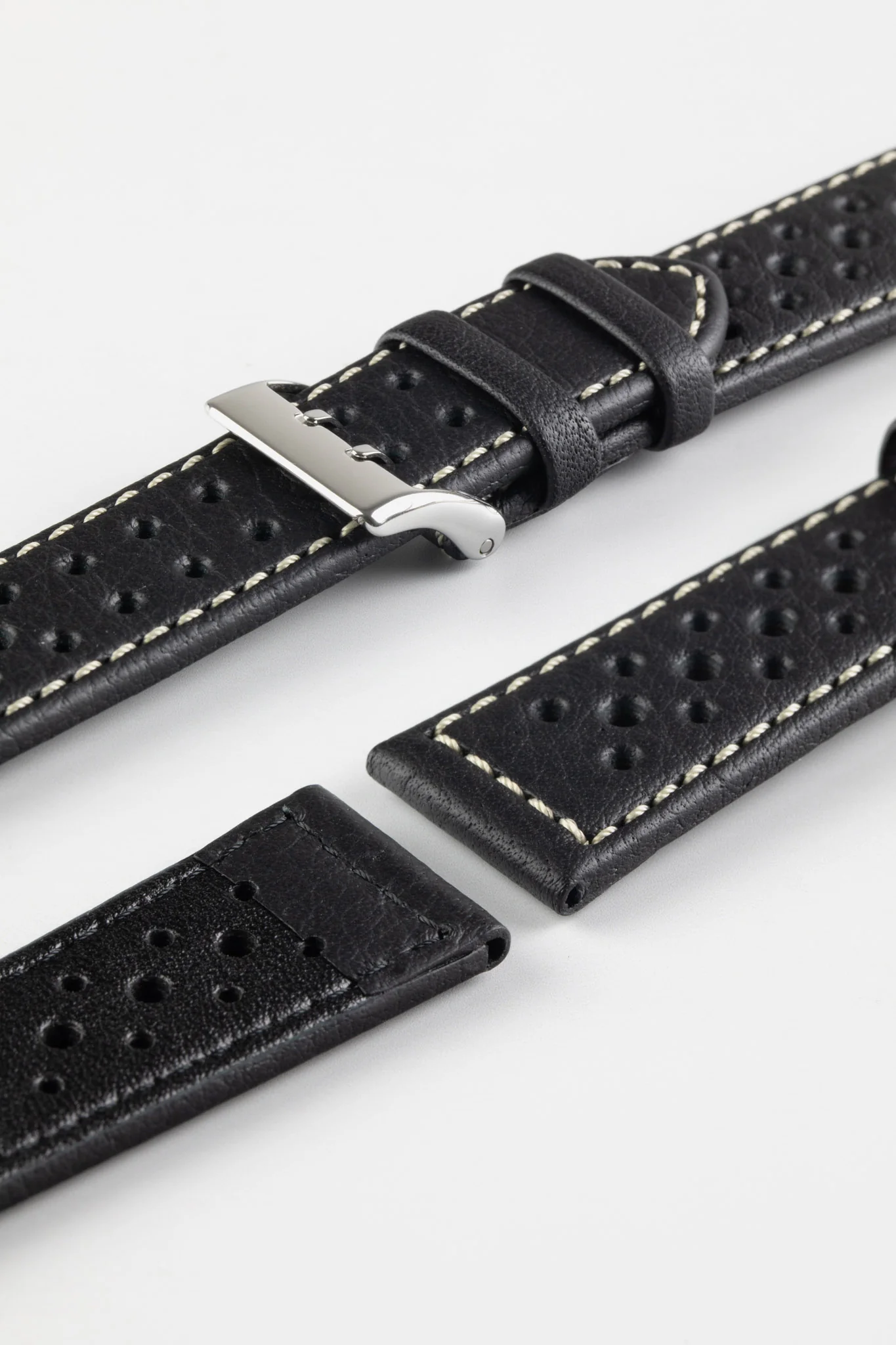 Di-Modell RALLYE Waterproof Sport Leather Watch Strap in BLACK / BEIGE - Image 8