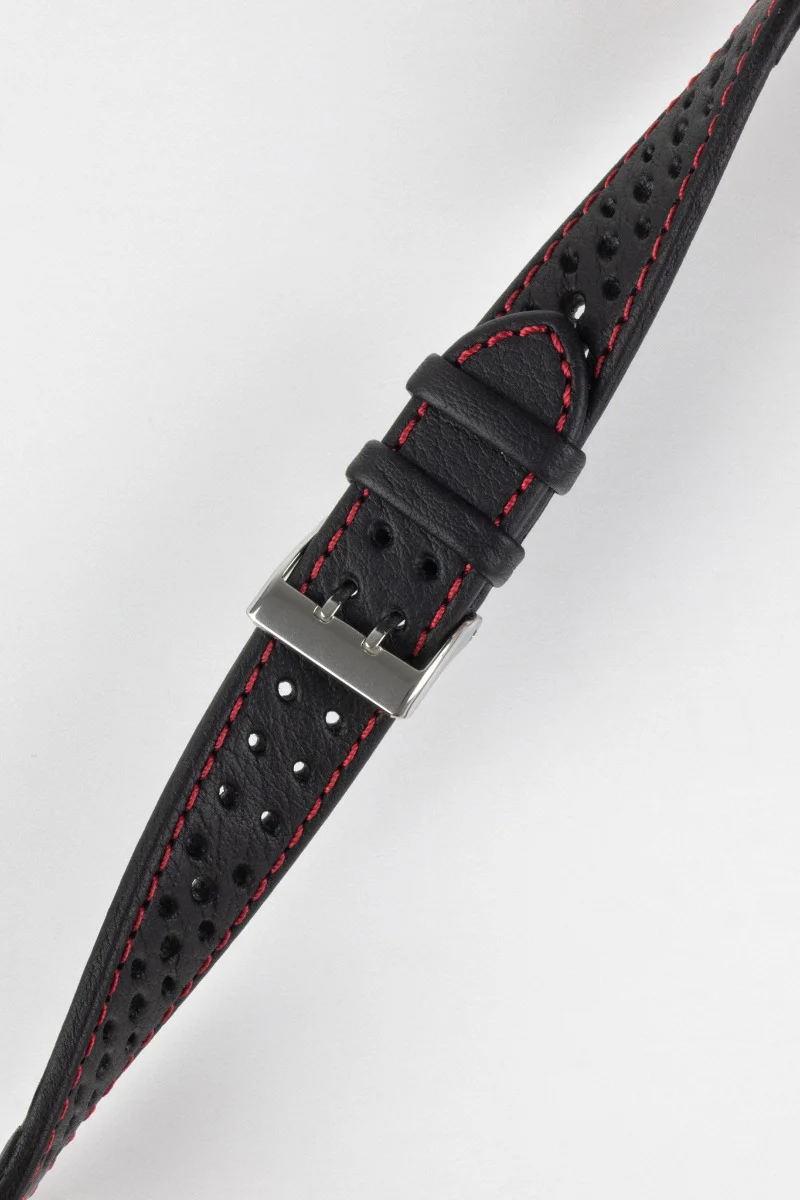 Di-Modell RALLYE Waterproof Sport Leather Watch Strap in BLACK / RED - Image 5