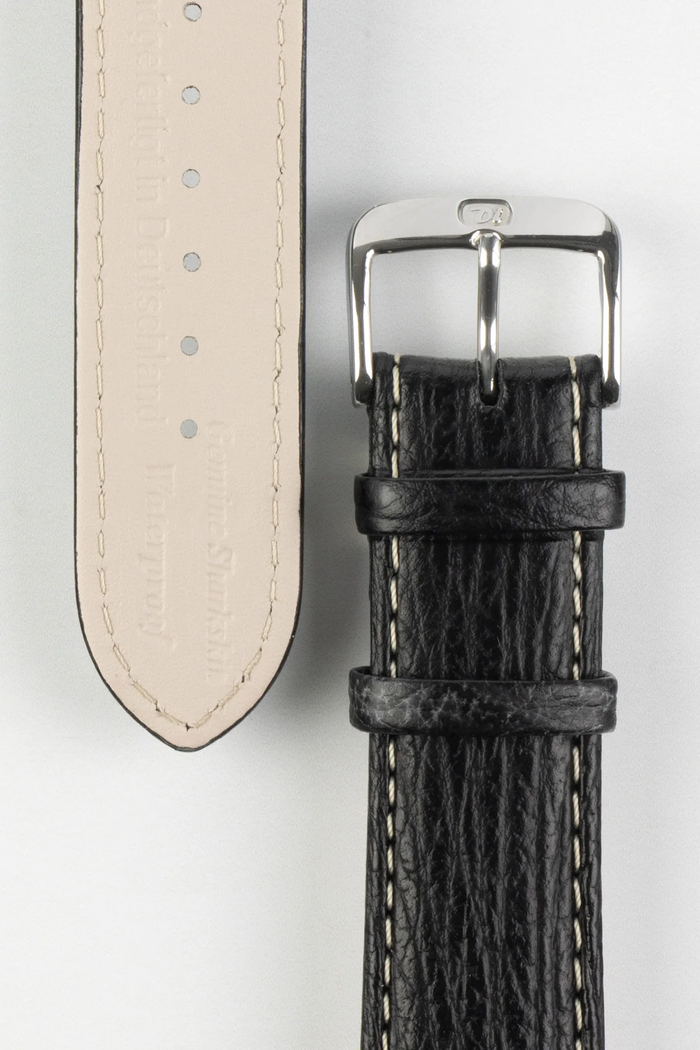 Di-Modell SHARKSKIN Waterproof Leather Watch Strap in BLACK - Image 3