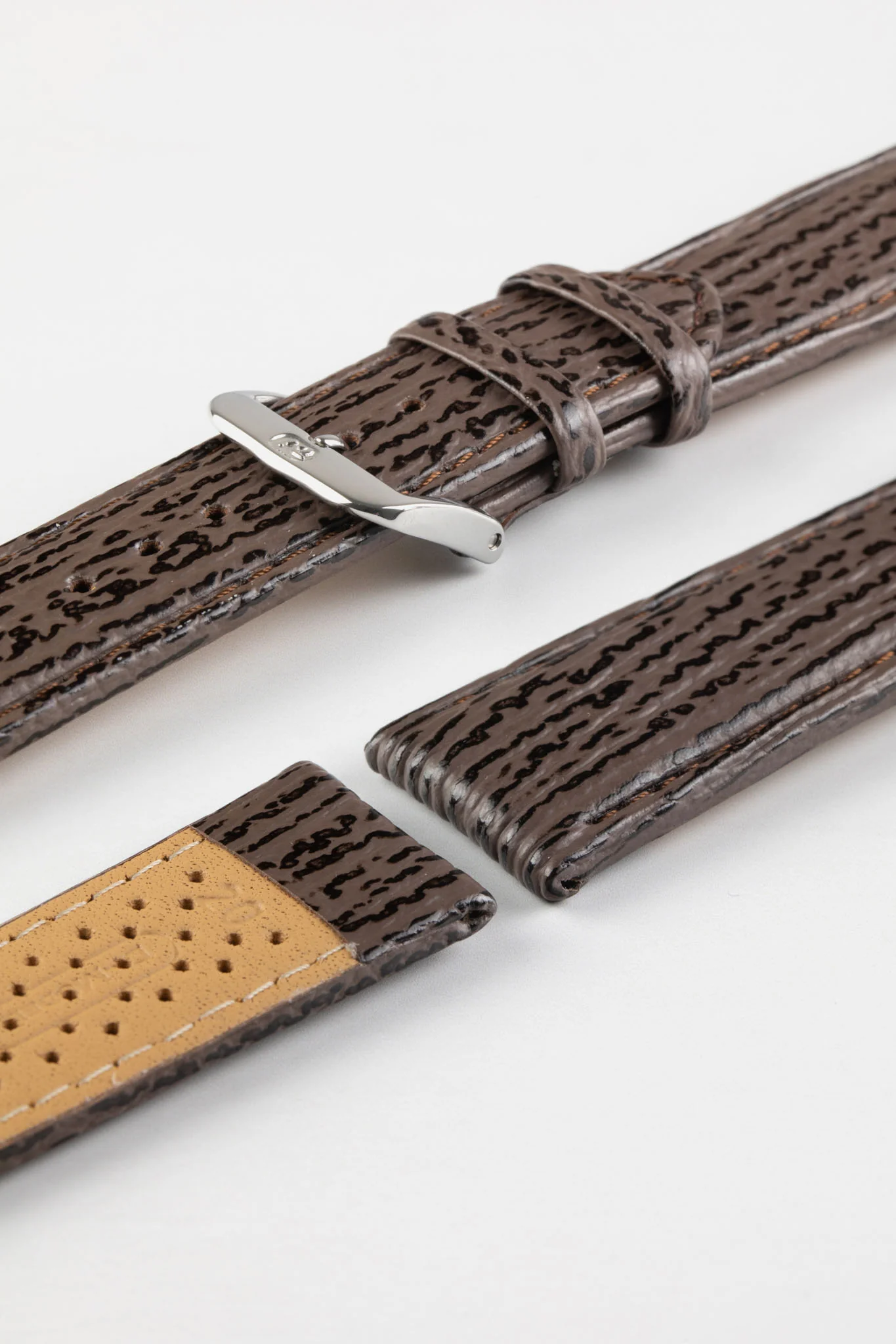 Di-Modell SHARKSKIN Waterproof Leather Watch Strap in BROWN - Image 5