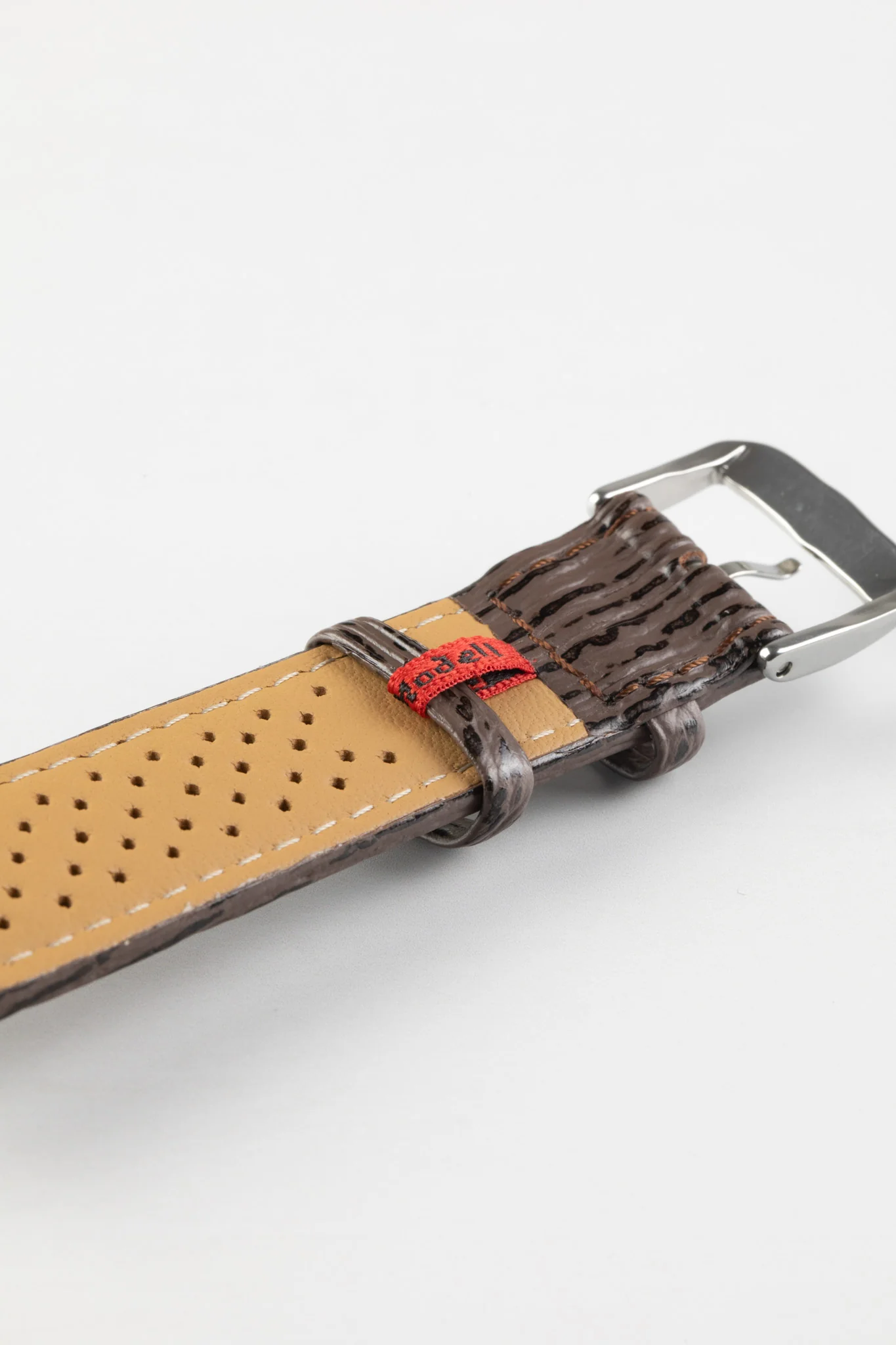 Di-Modell SHARKSKIN Waterproof Leather Watch Strap in BROWN - Image 6