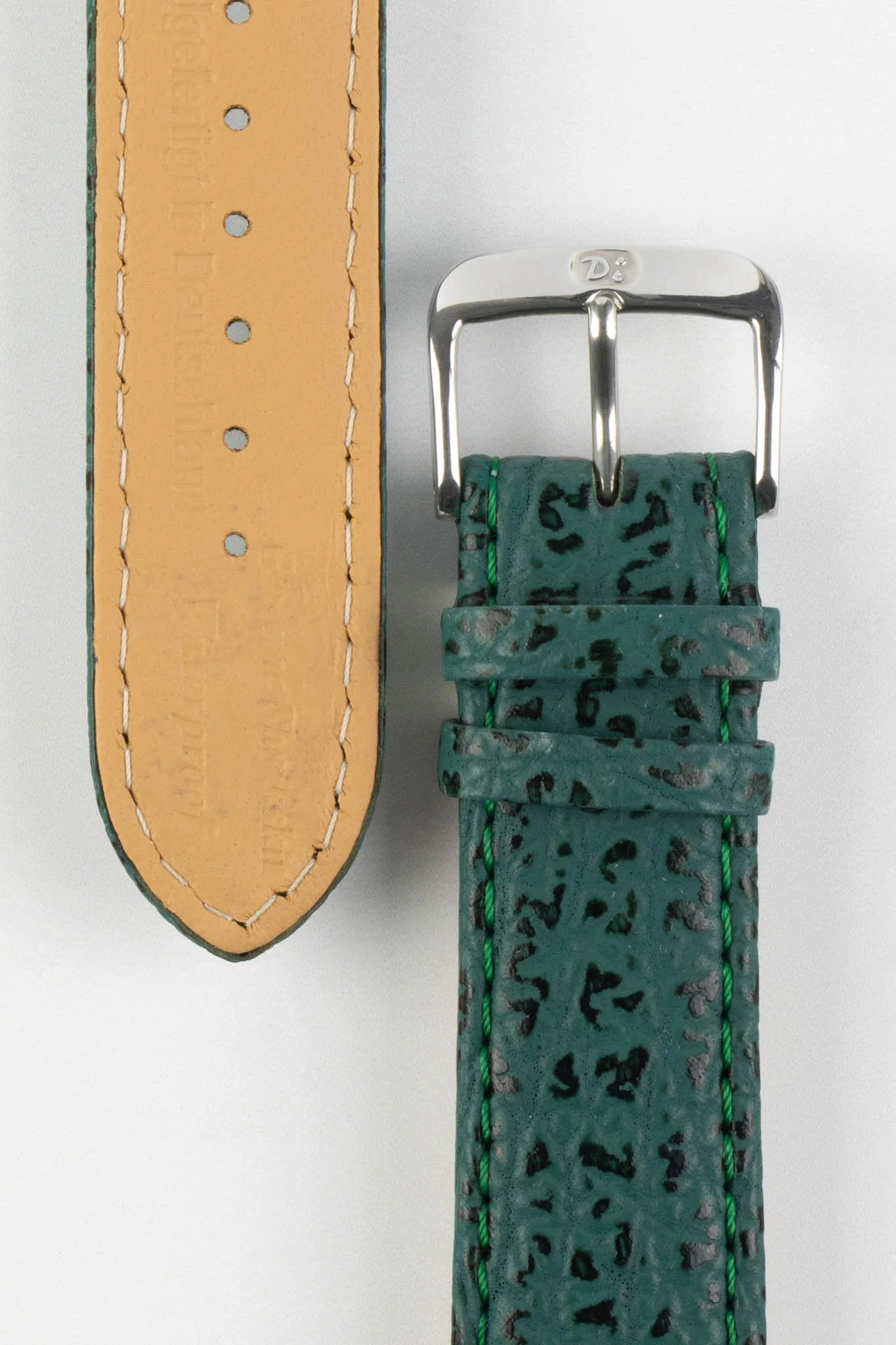 Di-Modell SHARKSKIN Waterproof Leather Watch Strap in GREEN - Image 3