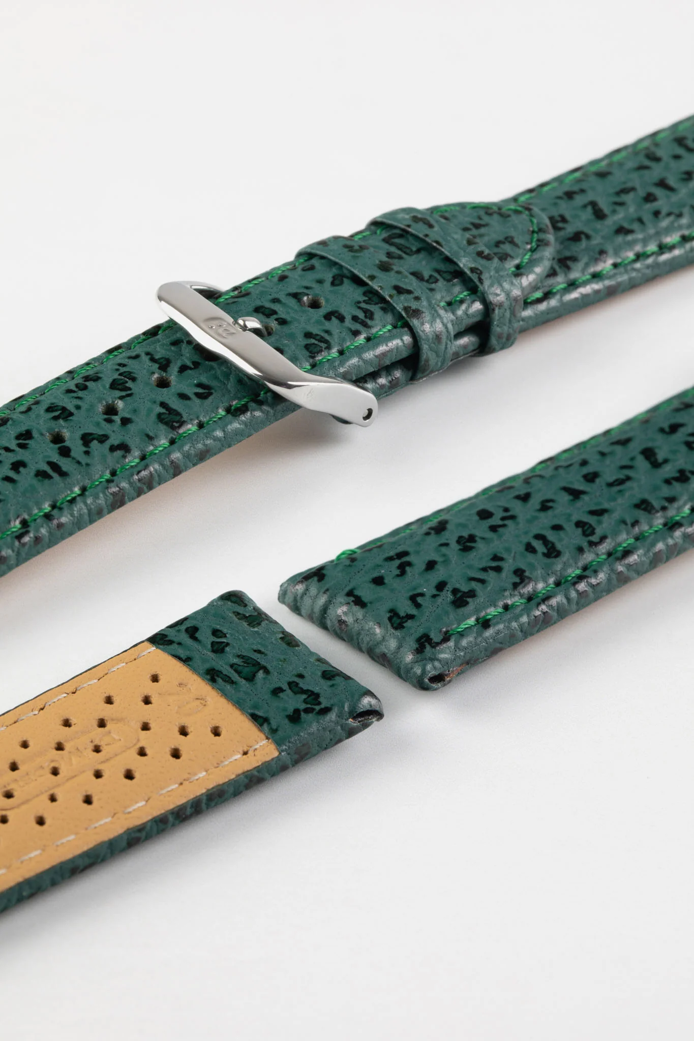 Di-Modell SHARKSKIN Waterproof Leather Watch Strap in GREEN - Image 5