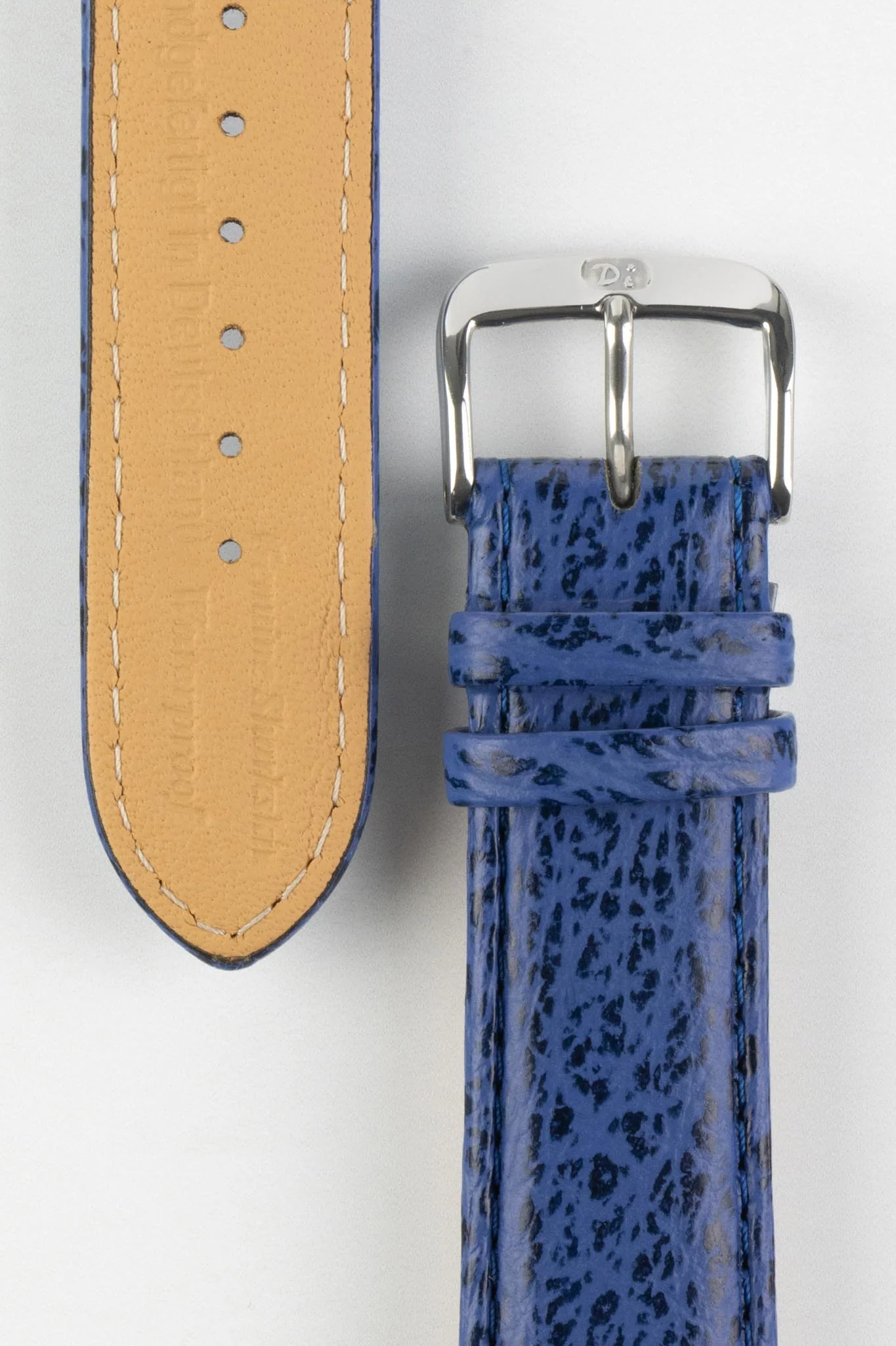 Di-Modell Genuine SHARK SKIN Waterproof Leather Watch Strap in NAVY - Image 3