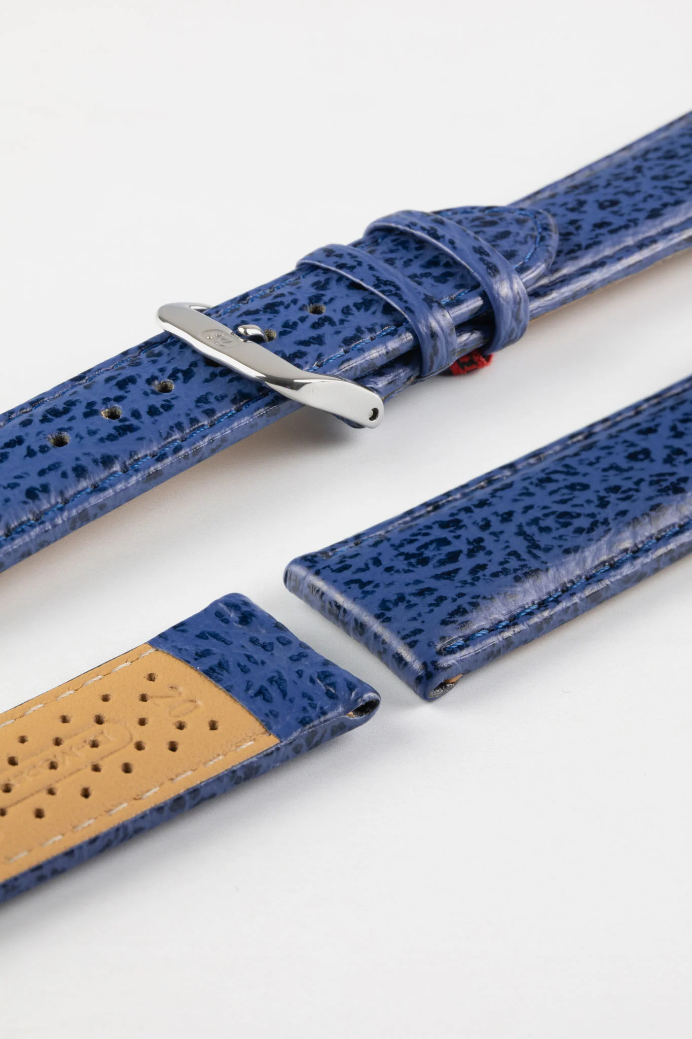 Di-Modell Genuine SHARK SKIN Waterproof Leather Watch Strap in NAVY - Image 5