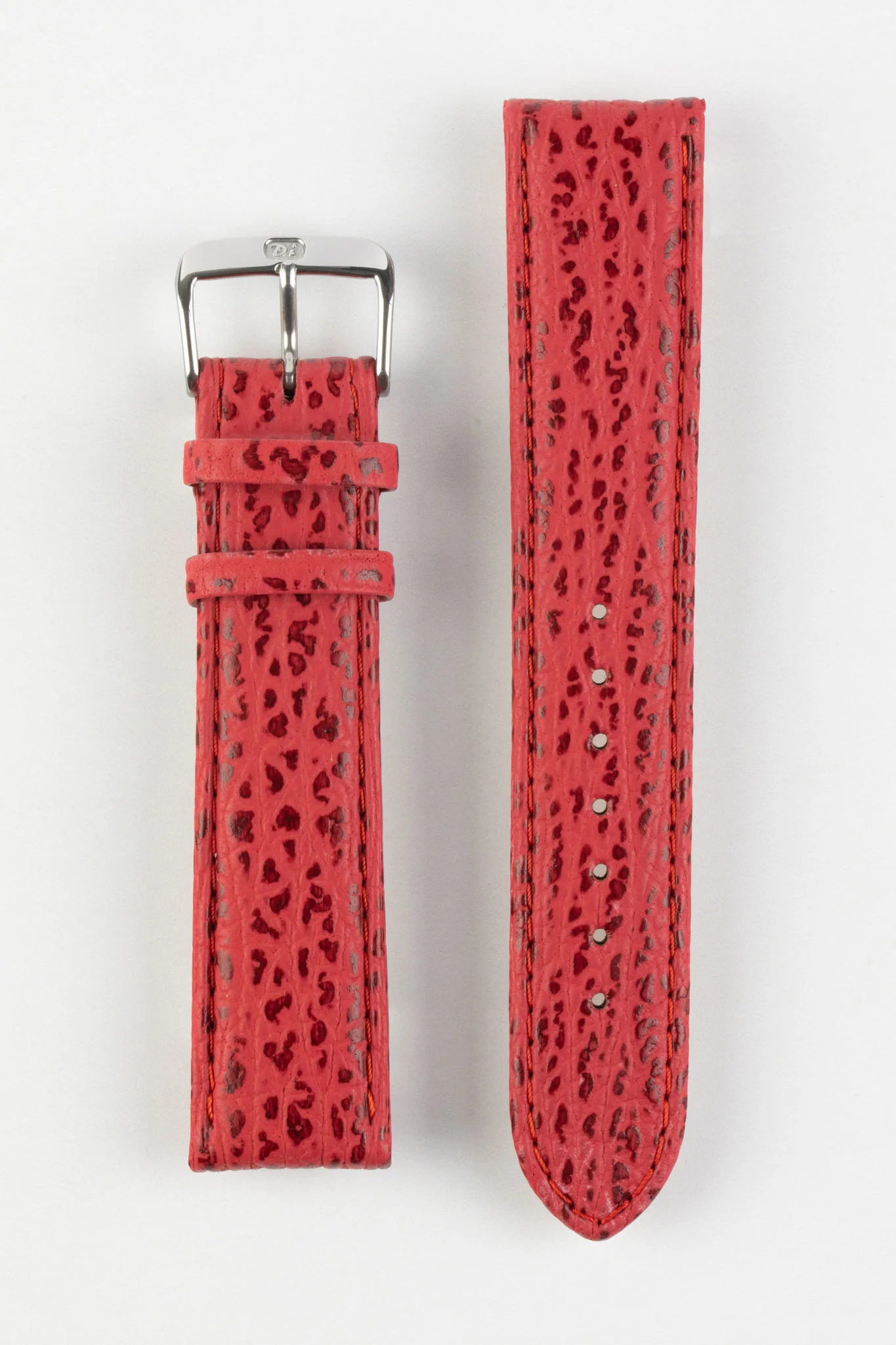 Di-Modell SHARKSKIN Waterproof Leather Watch Strap in RED - Image 7