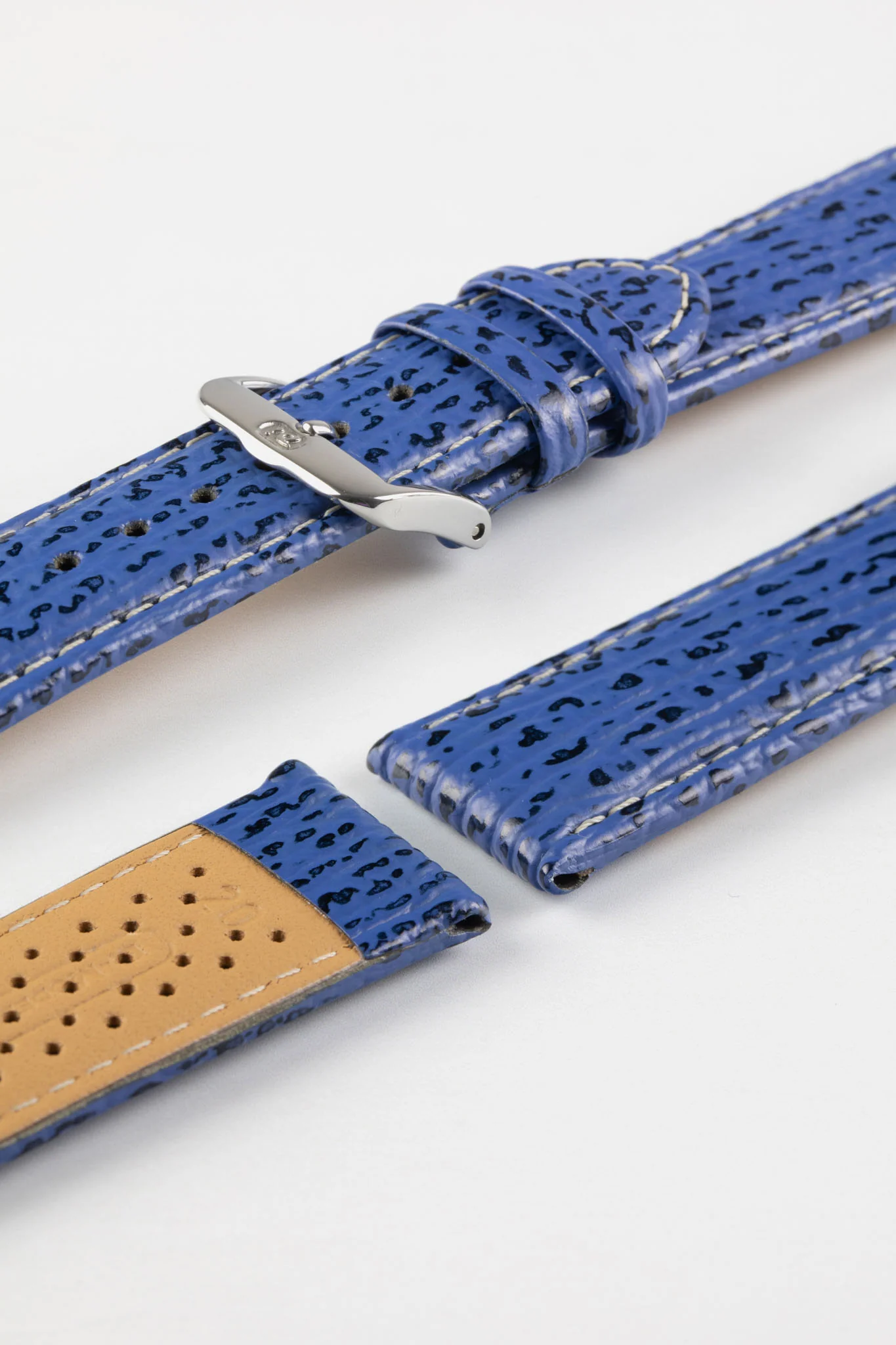 Di-Modell SHARKSKIN Waterproof Leather Watch Strap in ROYAL BLUE - Image 5