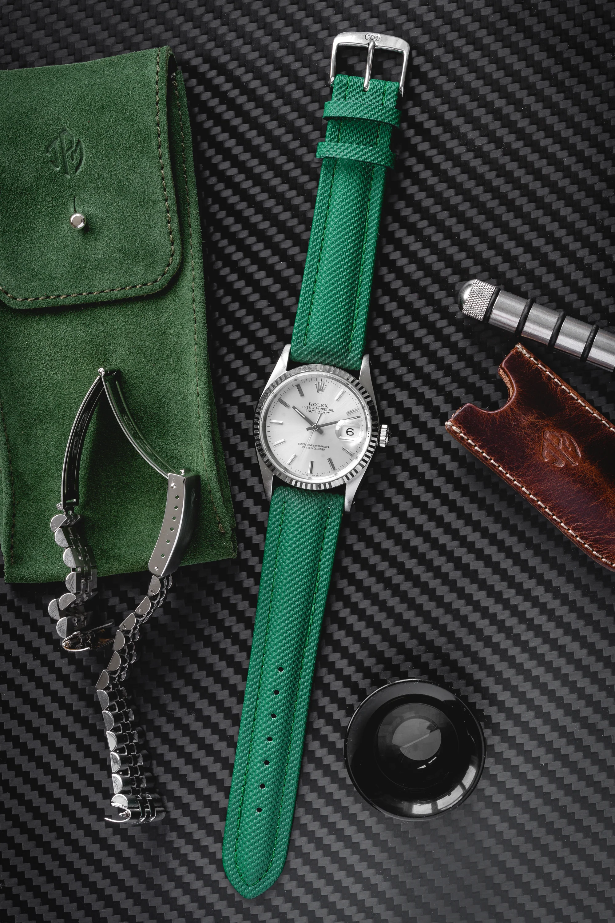 Di-Modell TRAVELLER PU Nylon Waterproof Watch Strap in DARK GREEN - Image 2