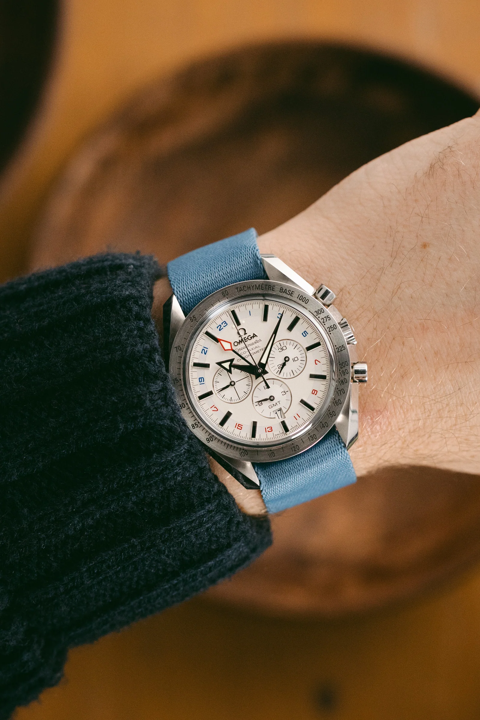 ELLIOT BROWN Webbing Watch Strap in DENIM BLUE with GUNMETAL PVD Buckle - Image 2