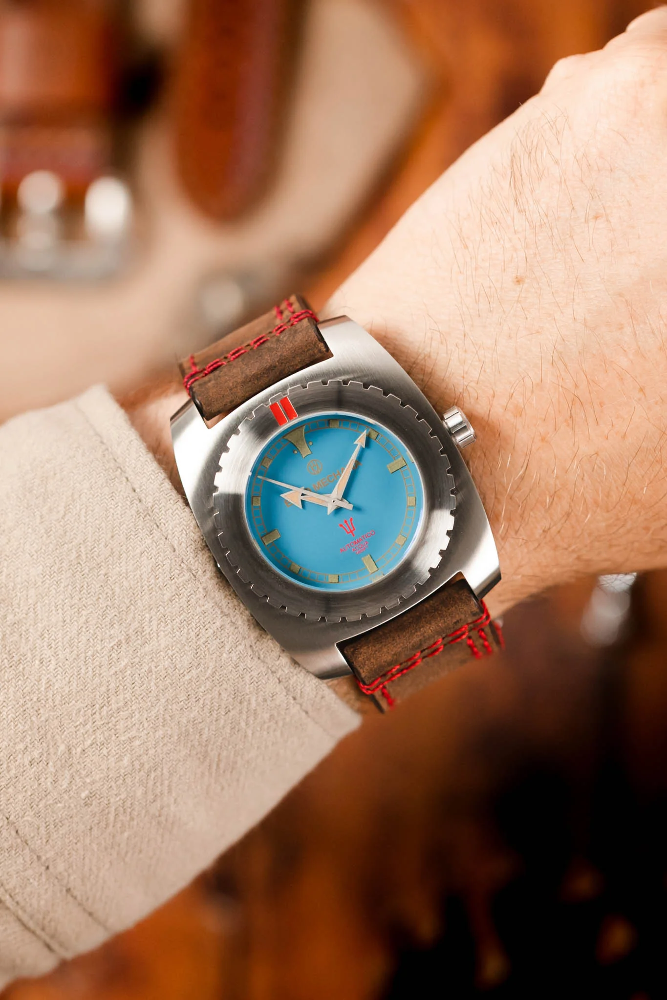 Enzo Mechana ACQUA 500m Peace Collection Automatic Watch - BLUE Dial (Lumed) - Image 2