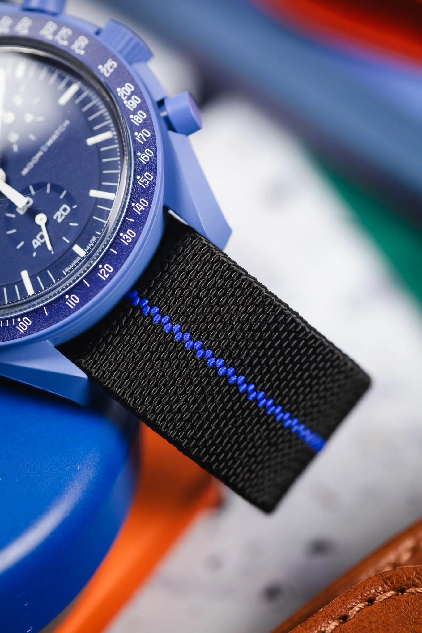 Erika's Originals BLACK OPS MN™ Strap with ROYAL BLUE Centerline - BRUSHED Hardware - Image 6