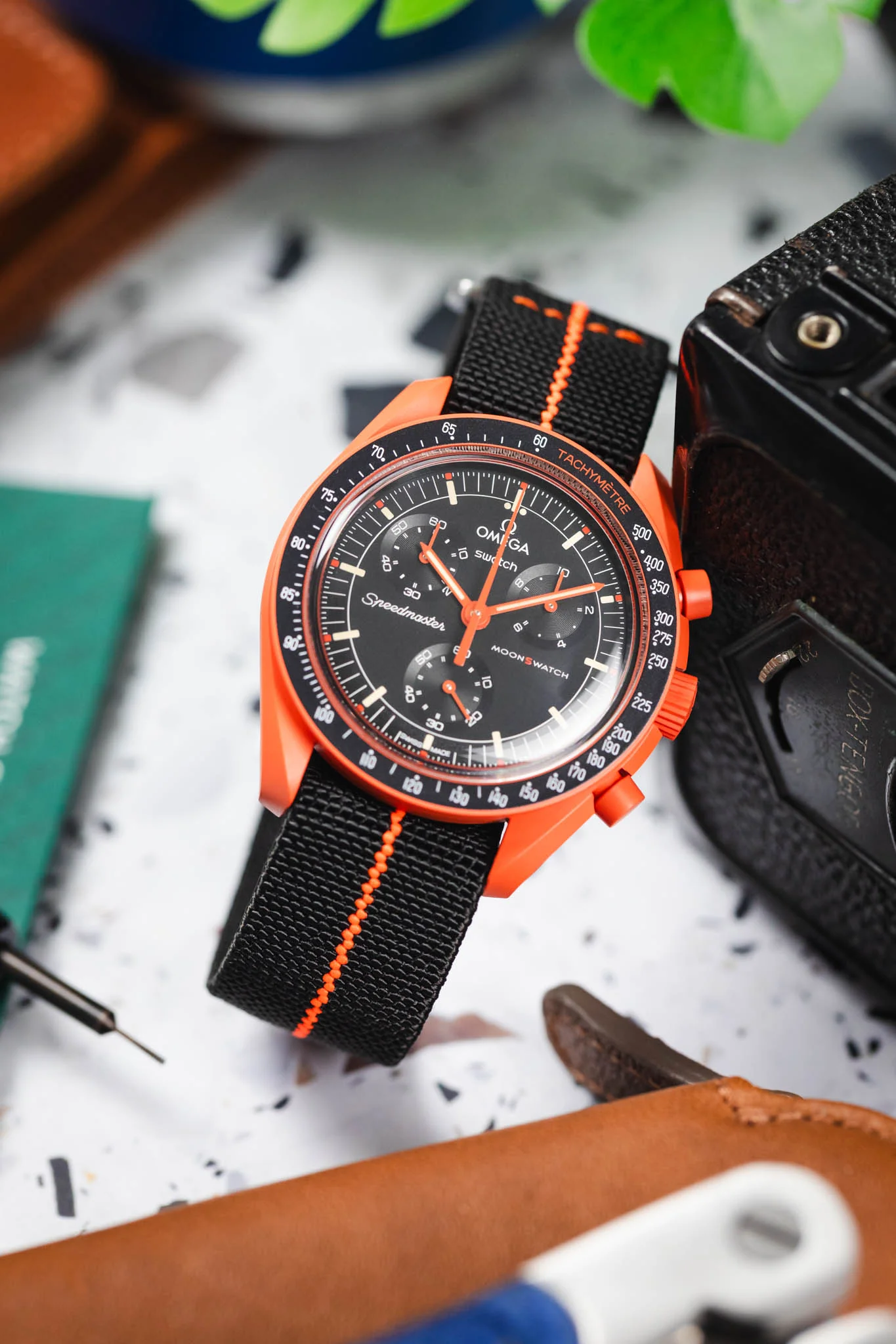 Erika's Originals BLACK OPS MN™ Strap with HOT ORANGE Centerline - BRUSHED Hardware - Image 4