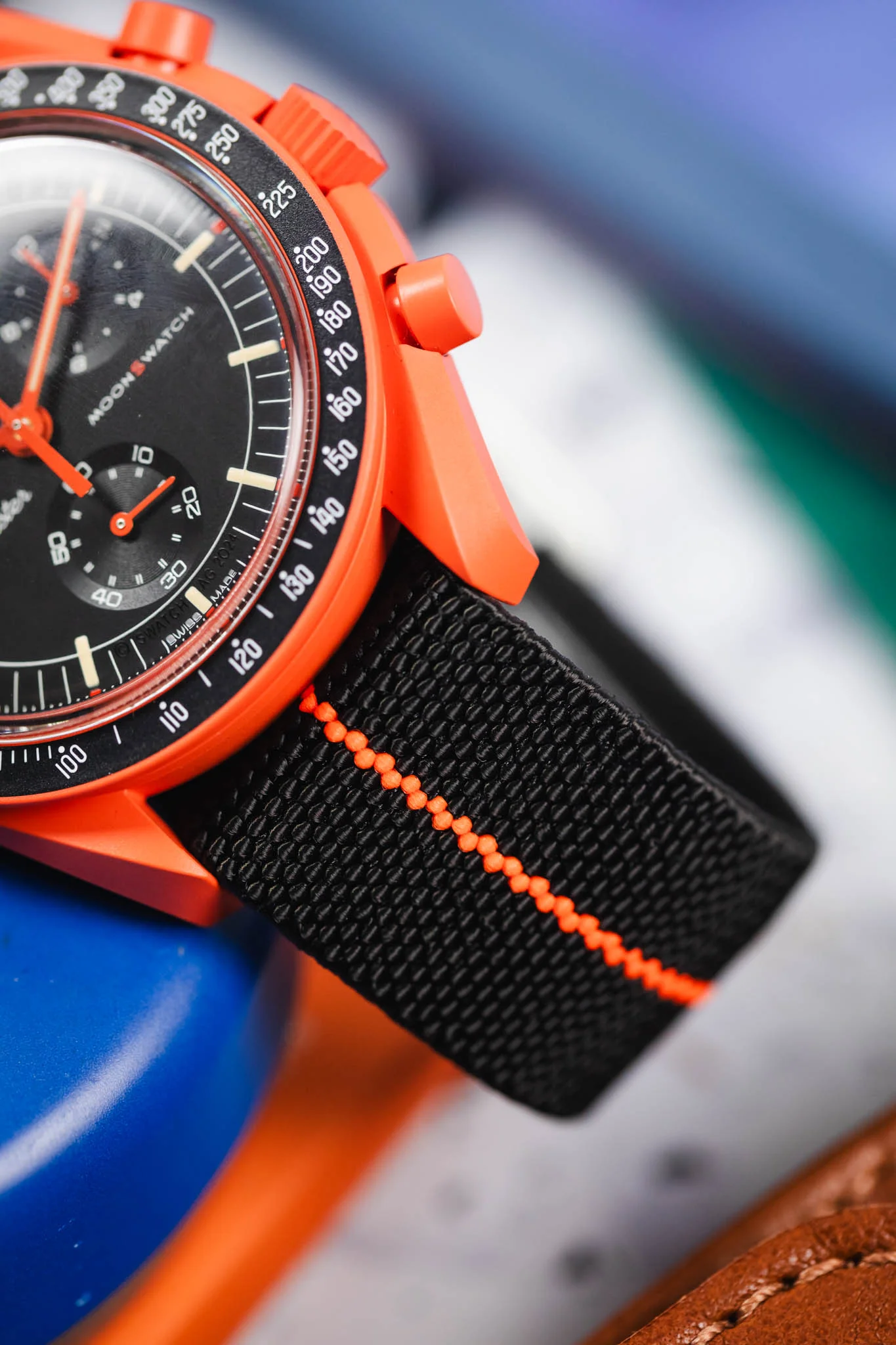 Erika's Originals BLACK OPS MN™ Strap with HOT ORANGE Centerline - BRUSHED Hardware - Image 6