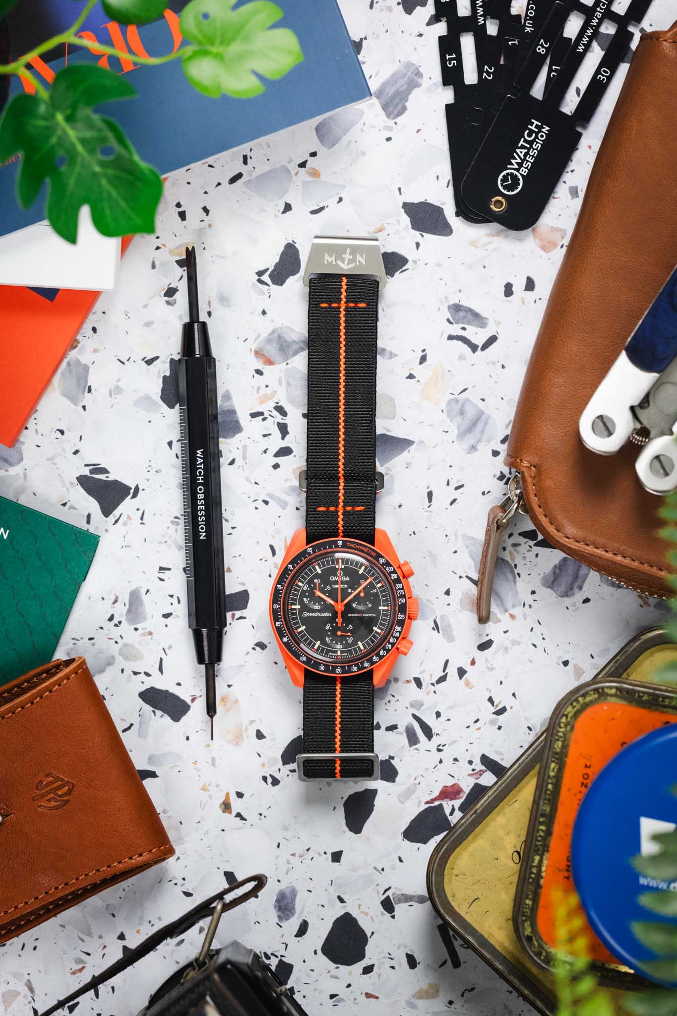 Erika's Originals BLACK OPS MN™ Strap with HOT ORANGE Centerline - BRUSHED Hardware - Image 9