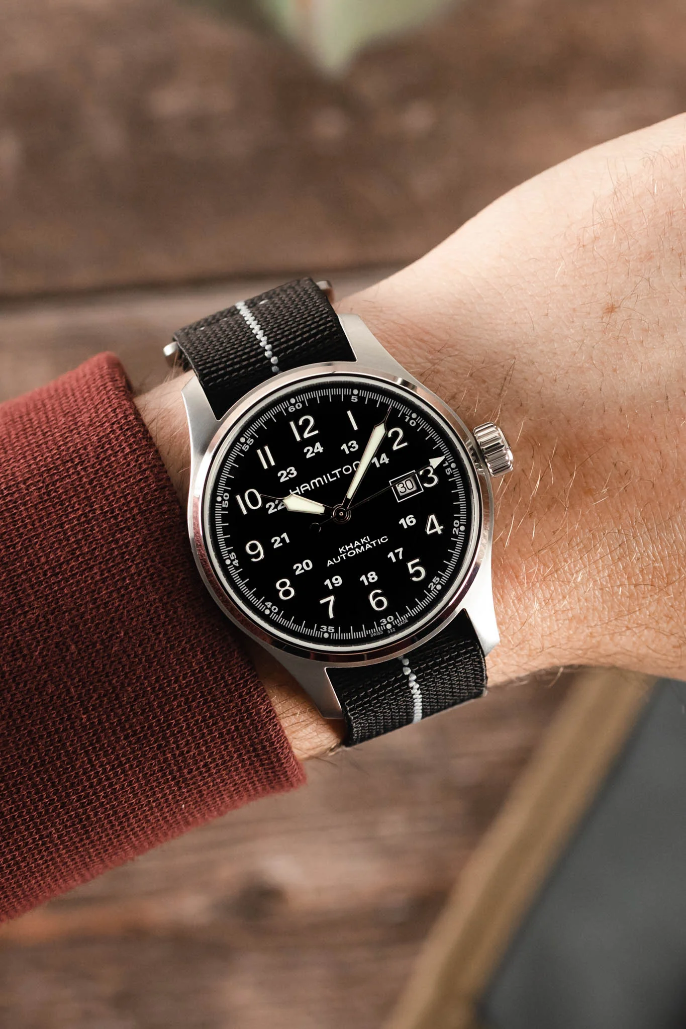 Erika's Originals BLACK OPS MN™ Strap with LIGHT GREY Centerline - BRUSHED Hardware - Image 2