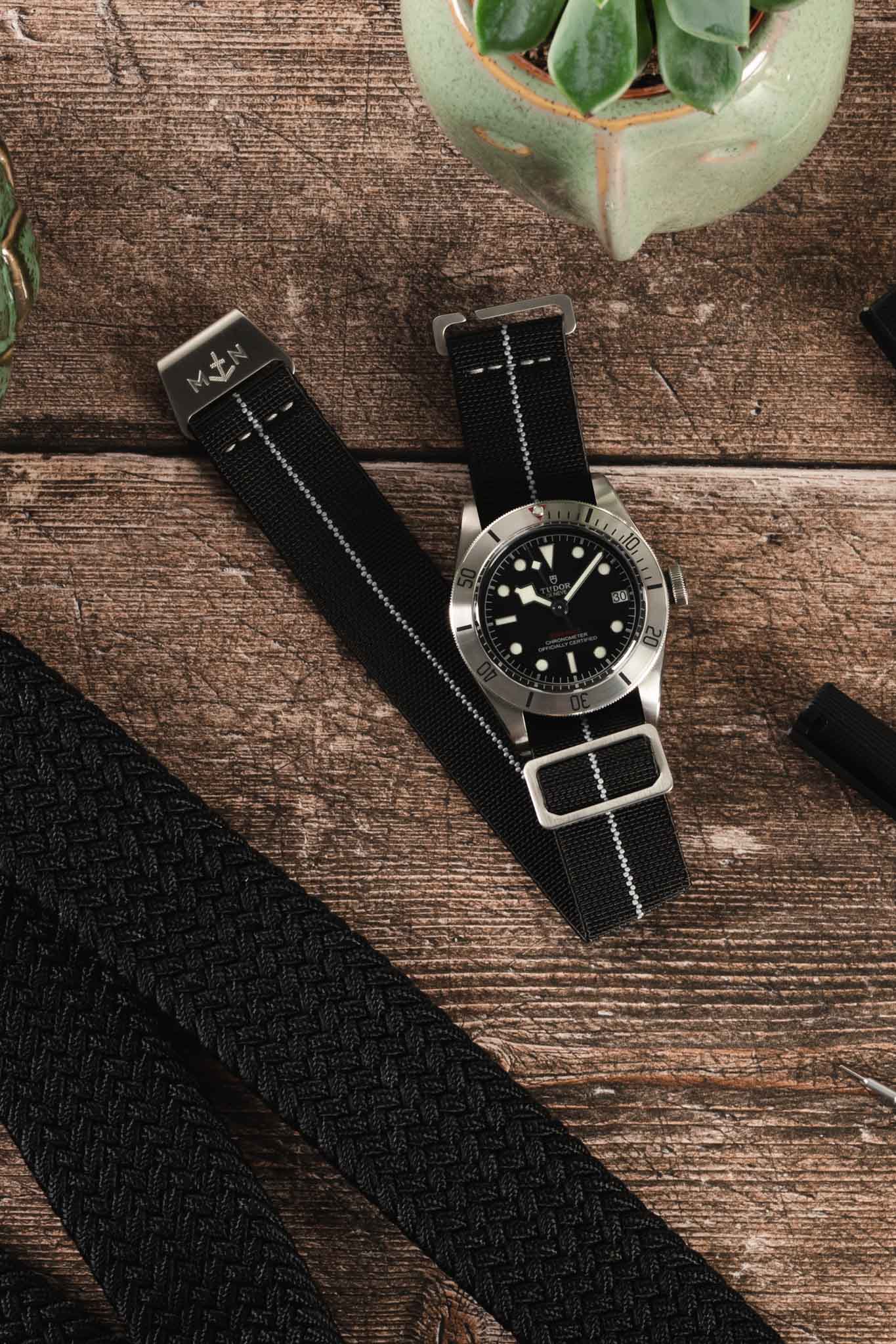 Erika's Originals BLACK OPS MN™ Strap with LIGHT GREY Centerline - BRUSHED Hardware - Image 4