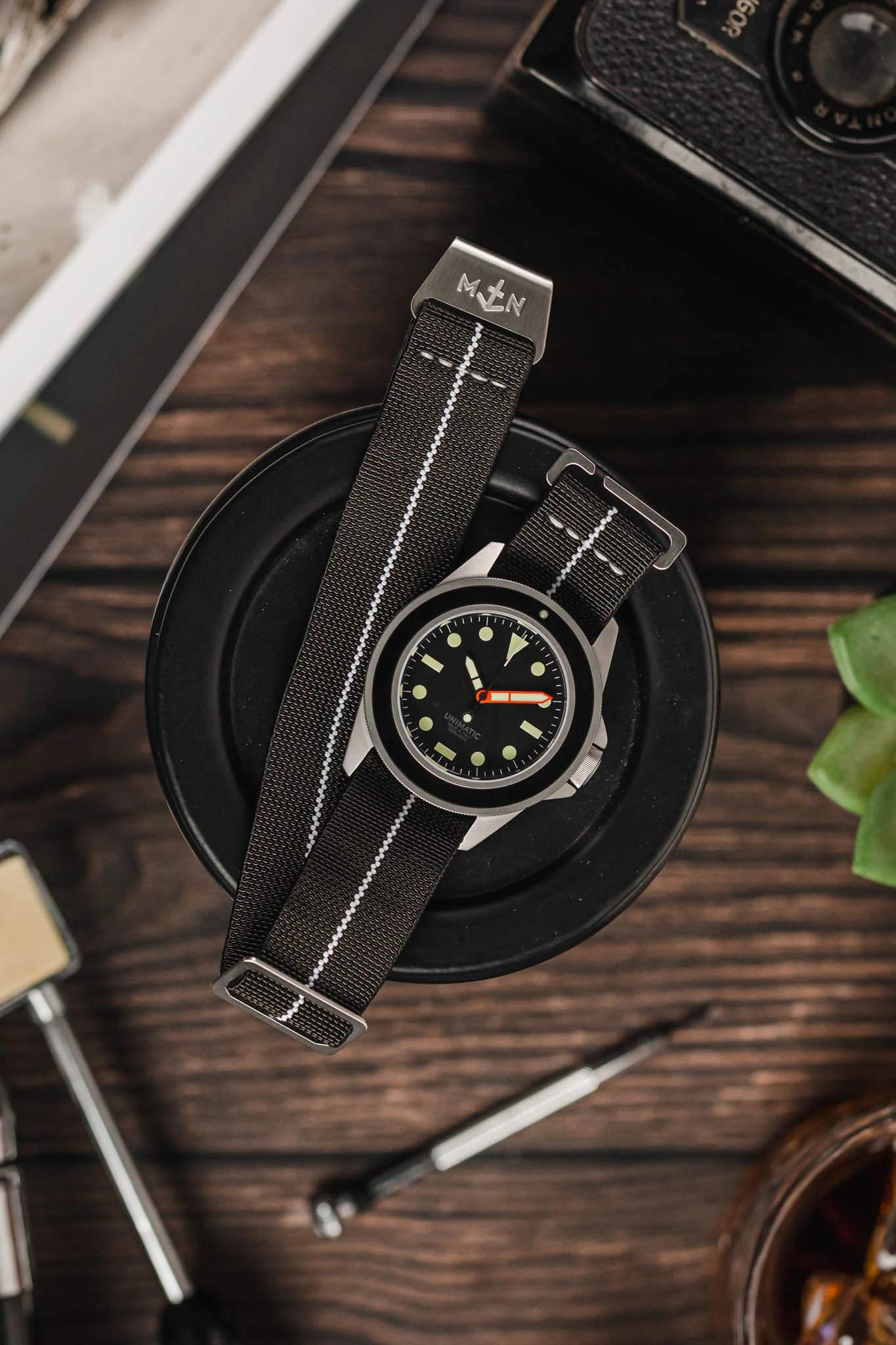 Erika's Originals BLACK OPS MN™ Strap with WHITE Centerline - BRUSHED Hardware - Image 4