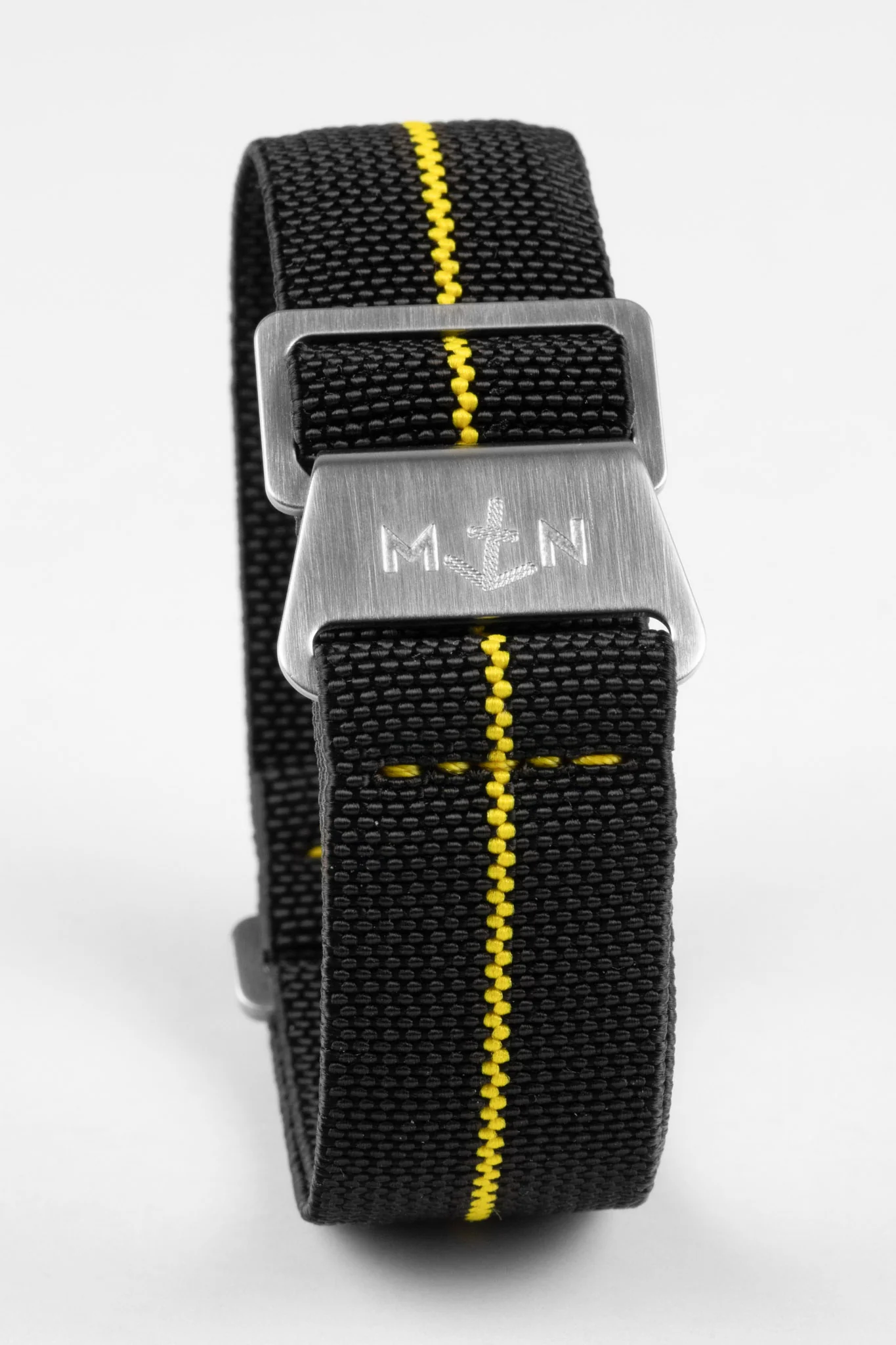Erika's Originals BLACK OPS MN™ Strap with YELLOW Centerline - BRUSHED Hardware - Image 3