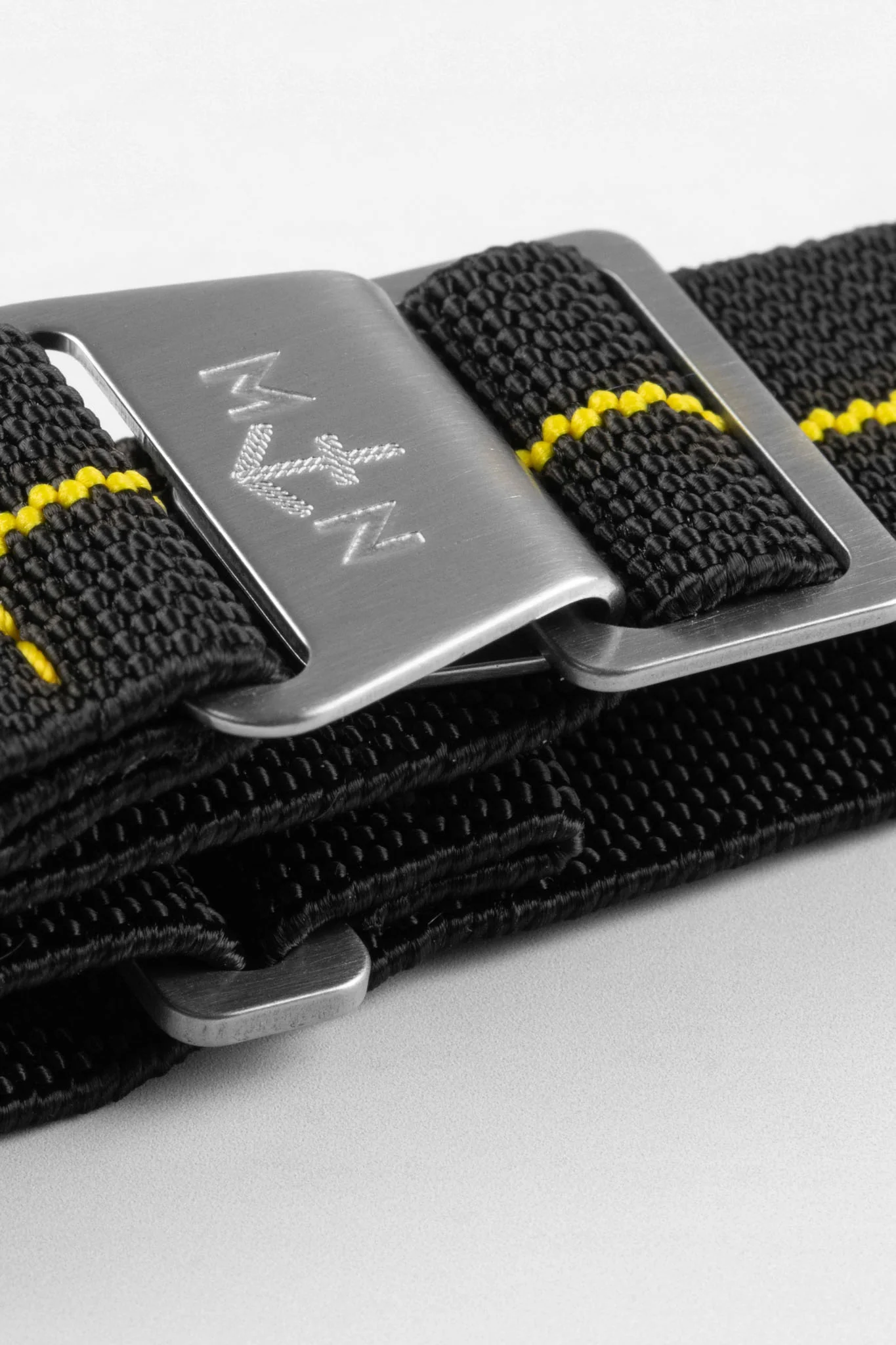 Erika's Originals BLACK OPS MN™ Strap with YELLOW Centerline - BRUSHED Hardware - Image 4