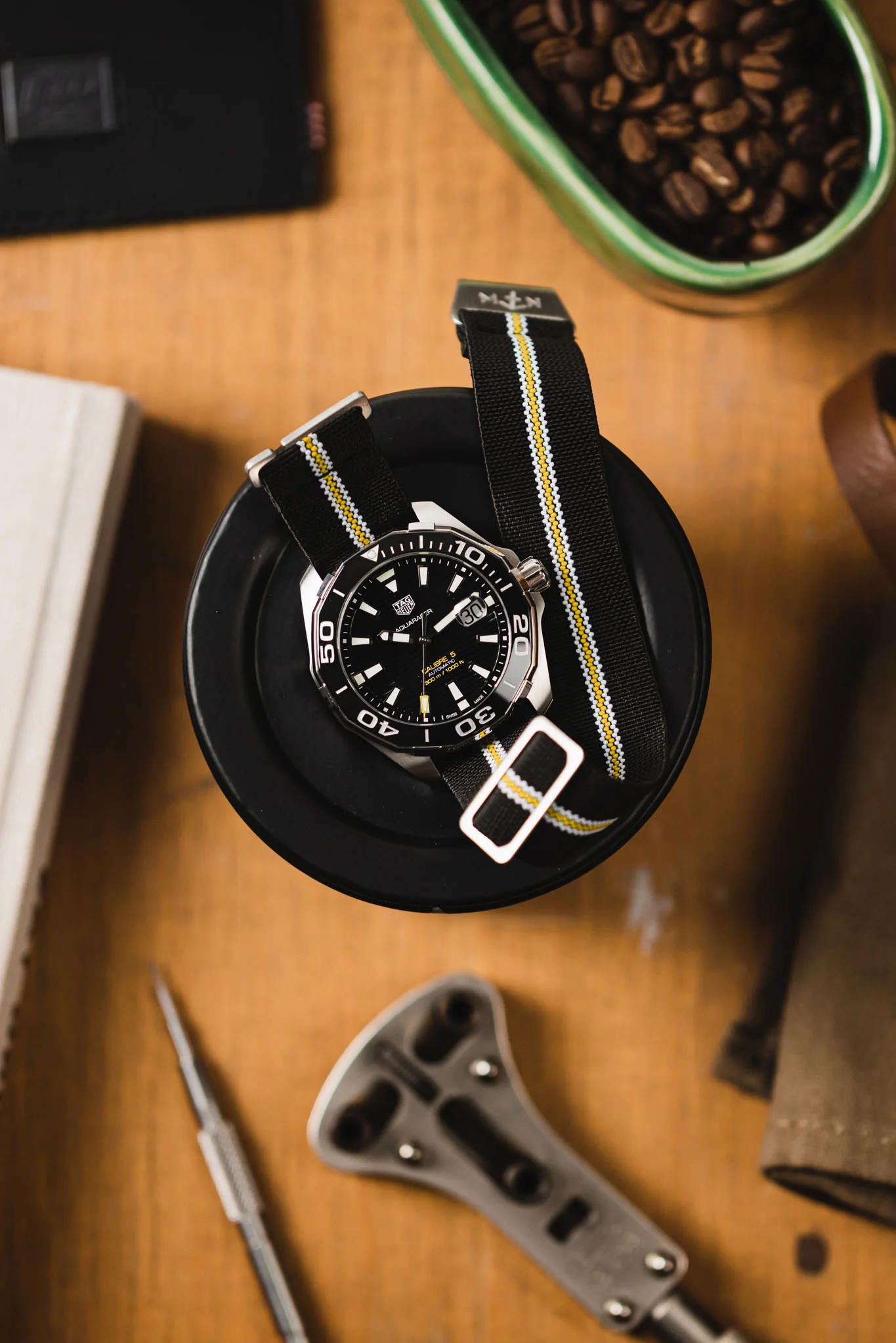 Erika's Originals CORSA MN™ Strap with YELLOW Centerline - BRUSHED Hardware - Image 4