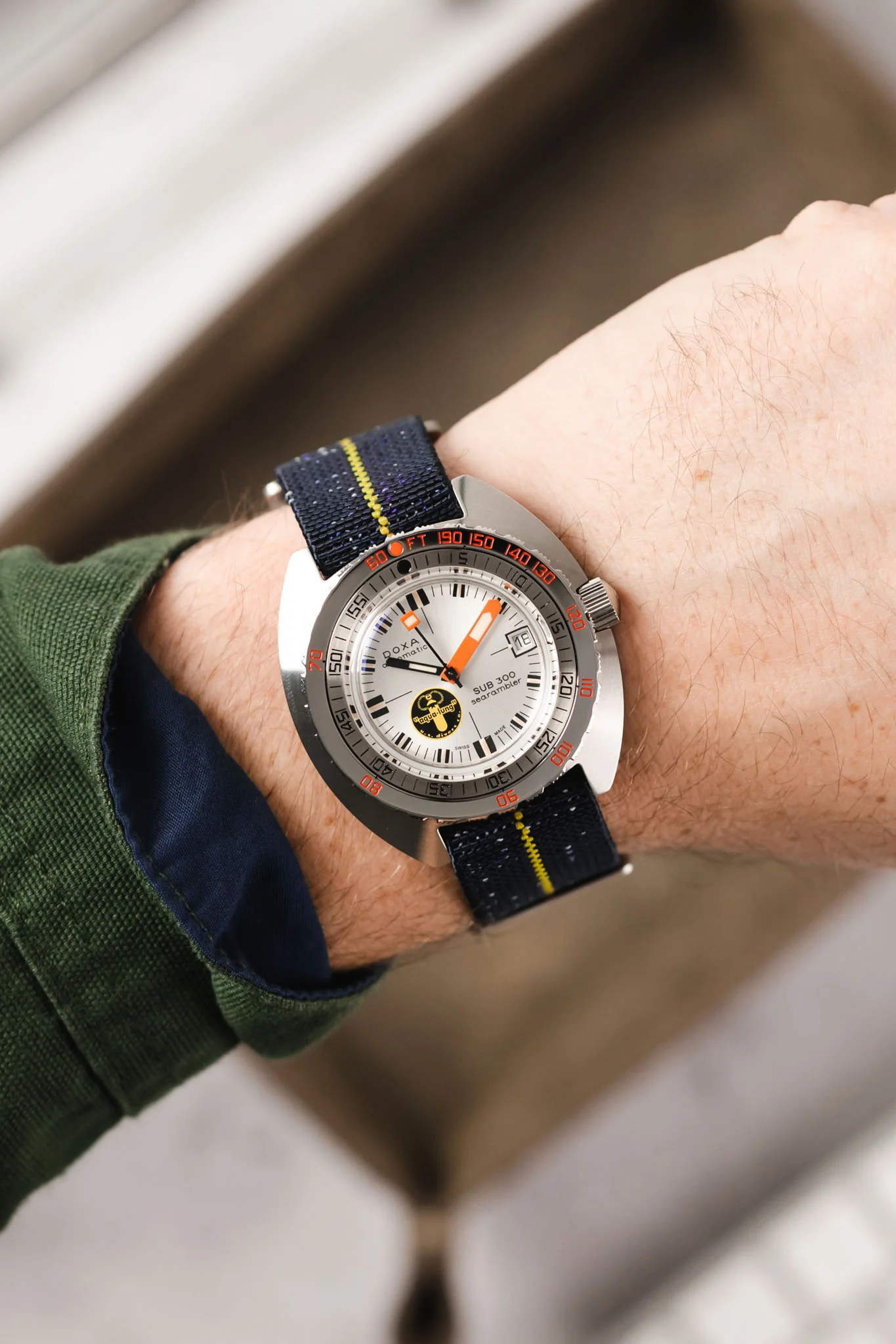 Erika's Originals INDIGO DENIM MN™ Strap with MUSTARD Centerline - BRUSHED Hardware - Image 2