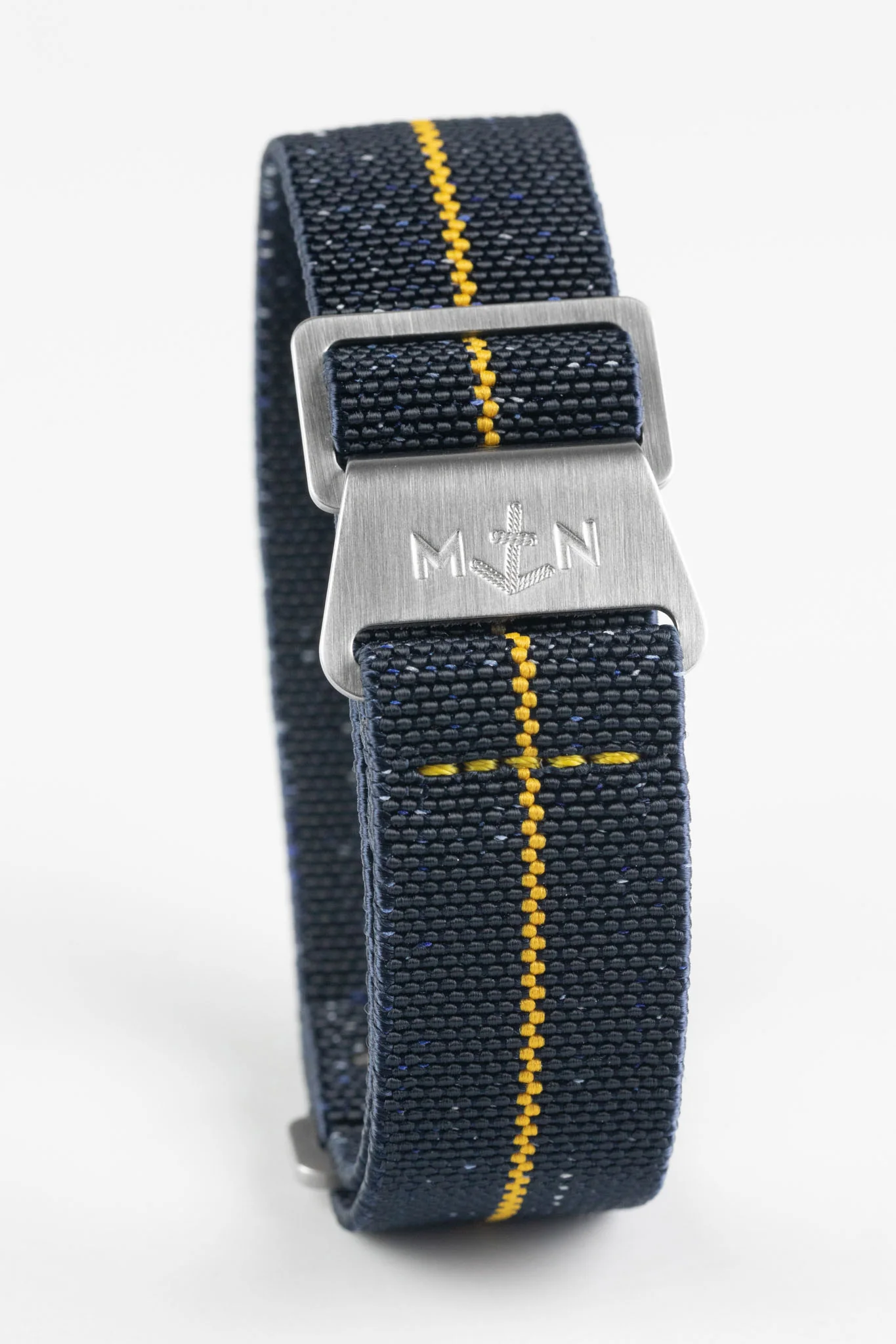 Erika's Originals INDIGO DENIM MN™ Strap with MUSTARD Centerline - BRUSHED Hardware - Image 3