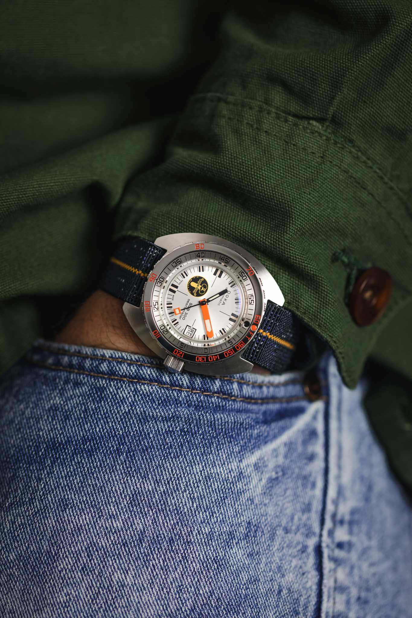 Erika's Originals INDIGO DENIM MN™ Strap with MUSTARD Centerline - BRUSHED Hardware - Image 4
