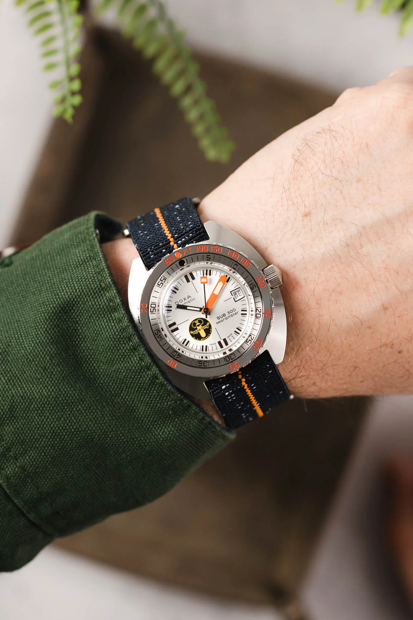 Erika's Originals INDIGO DENIM MN™ Strap with ORANGE Centerline - BRUSHED Hardware - Image 2
