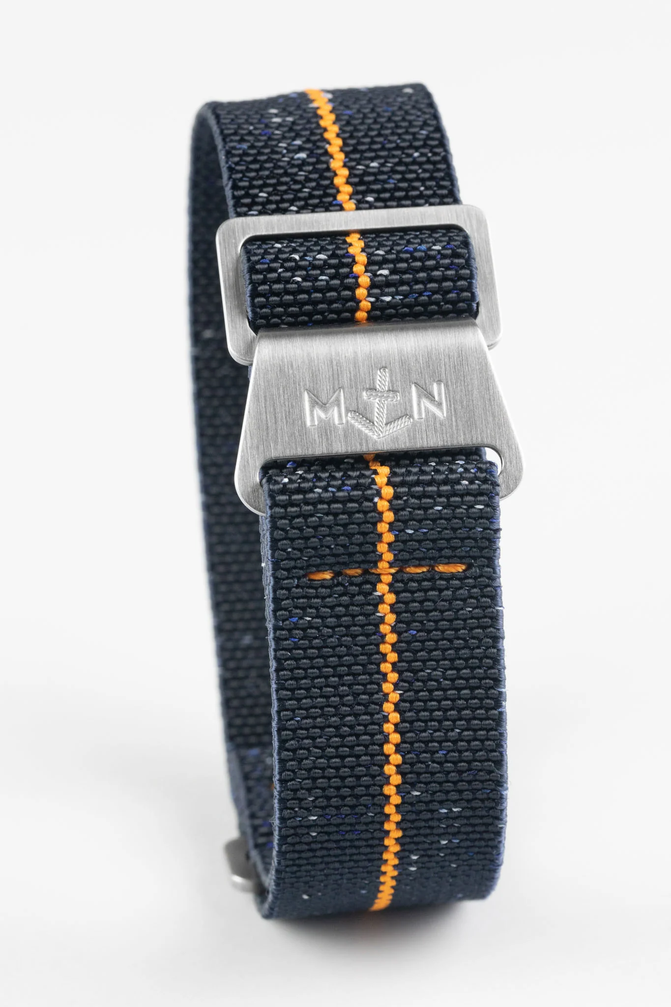 Erika's Originals INDIGO DENIM MN™ Strap with ORANGE Centerline - BRUSHED Hardware - Image 3