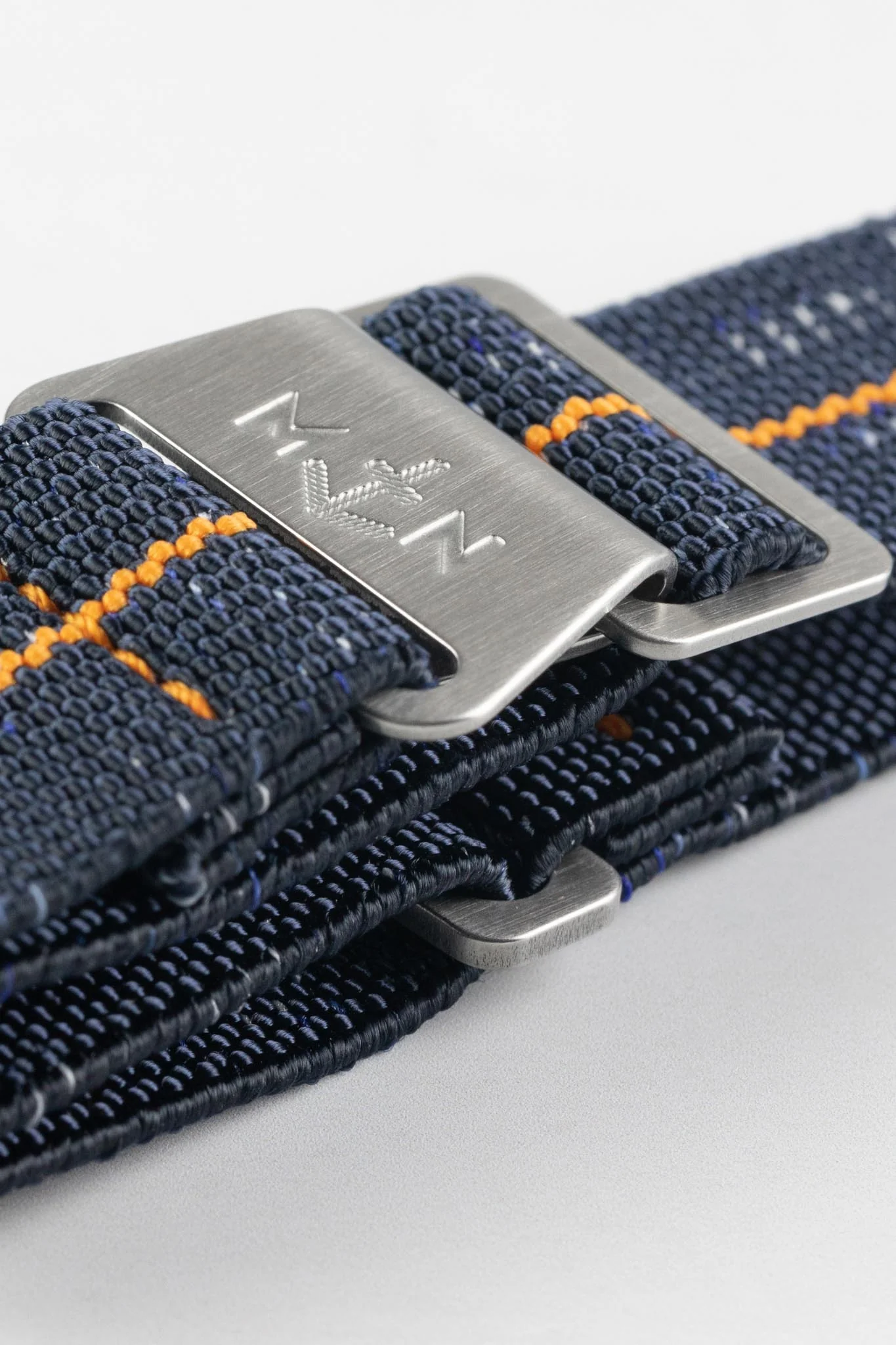 Erika's Originals INDIGO DENIM MN™ Strap with ORANGE Centerline - BRUSHED Hardware - Image 5