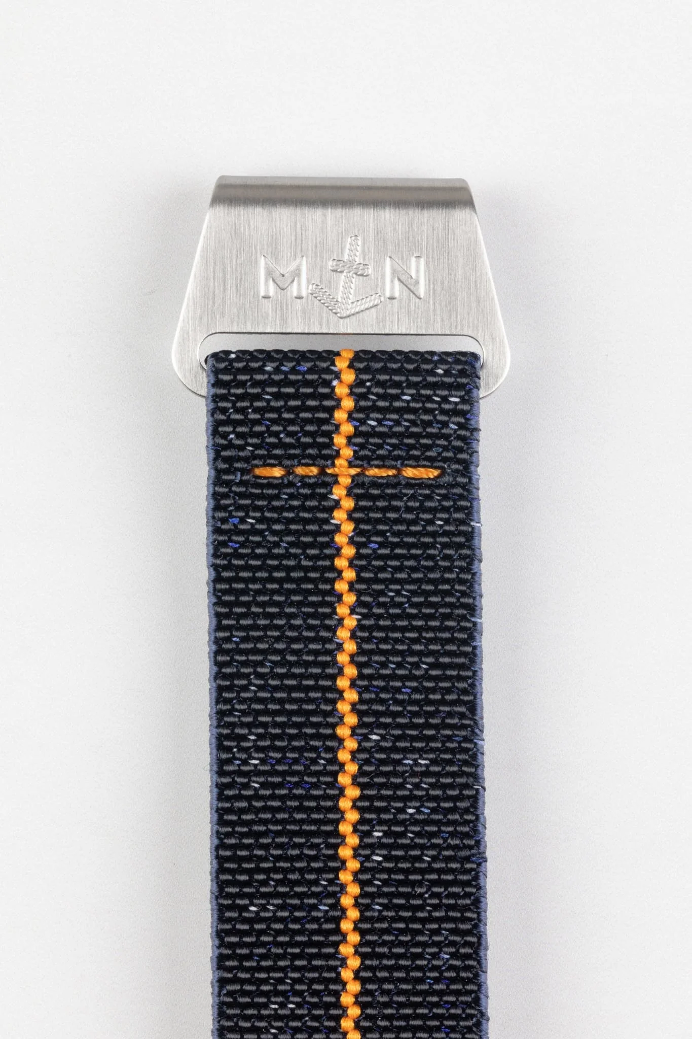 Erika's Originals INDIGO DENIM MN™ Strap with ORANGE Centerline - BRUSHED Hardware - Image 8